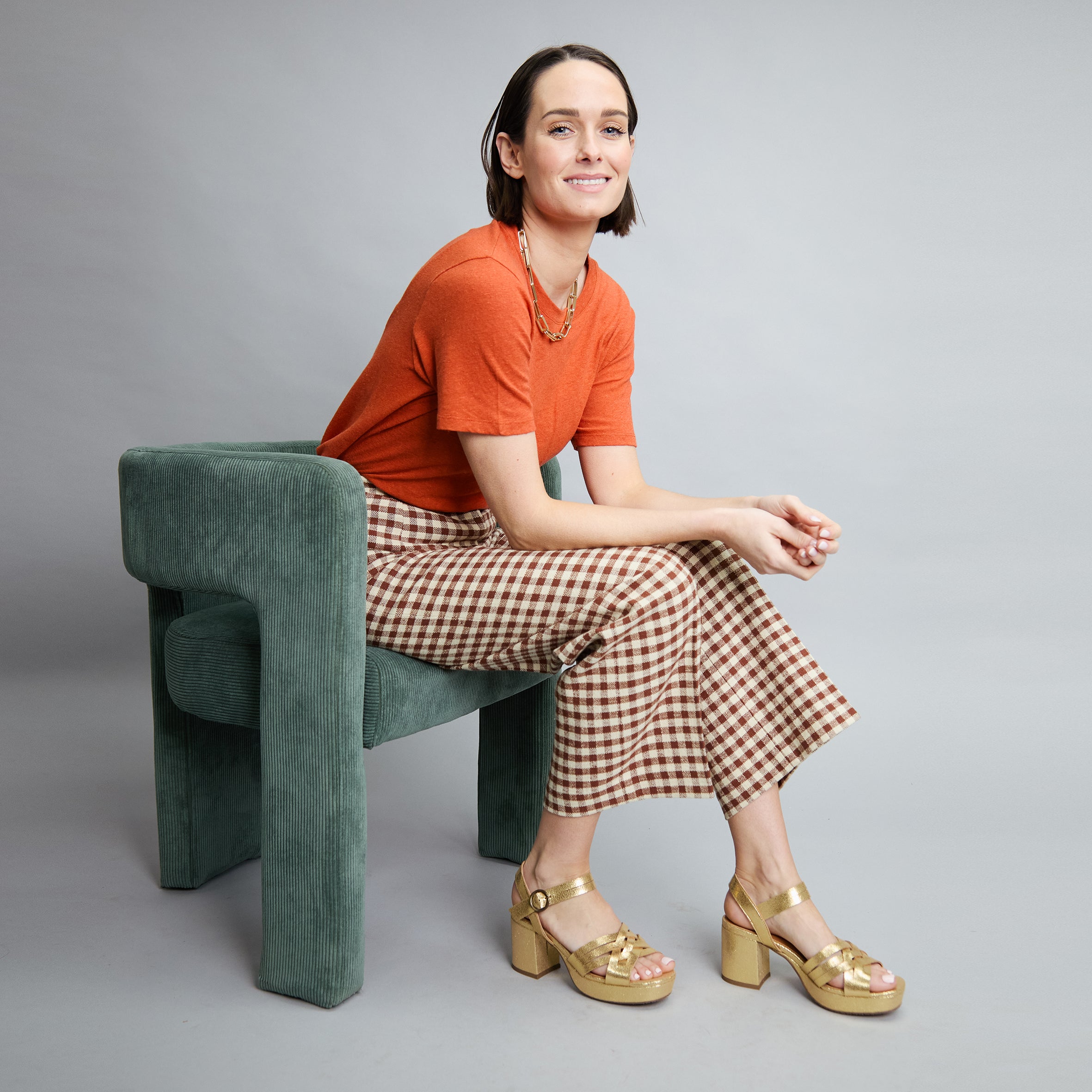 Carlota Vegan Gold Mid Sandal by Esska