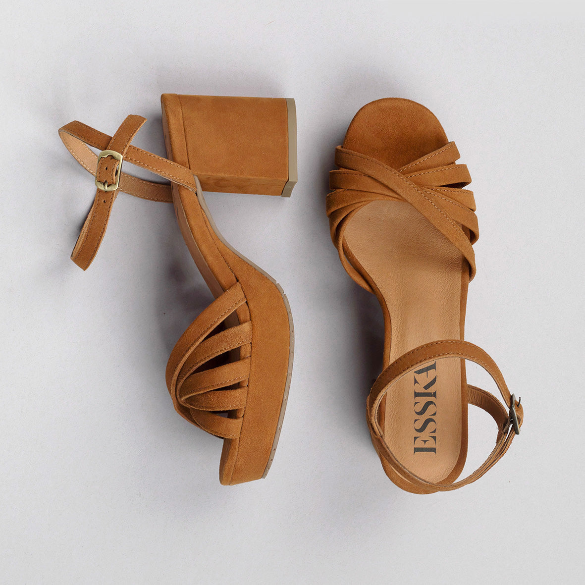 Casey Tan Mid Sandal by Esska