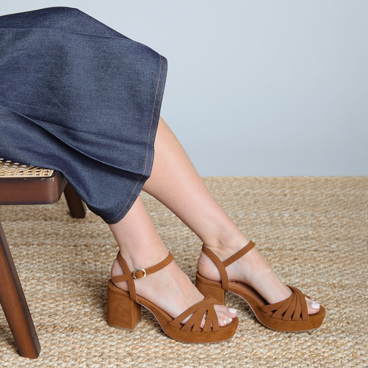 Casey Tan Mid Sandal by Esska