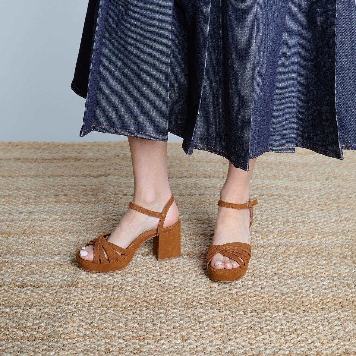 Casey Tan Mid Sandal by Esska