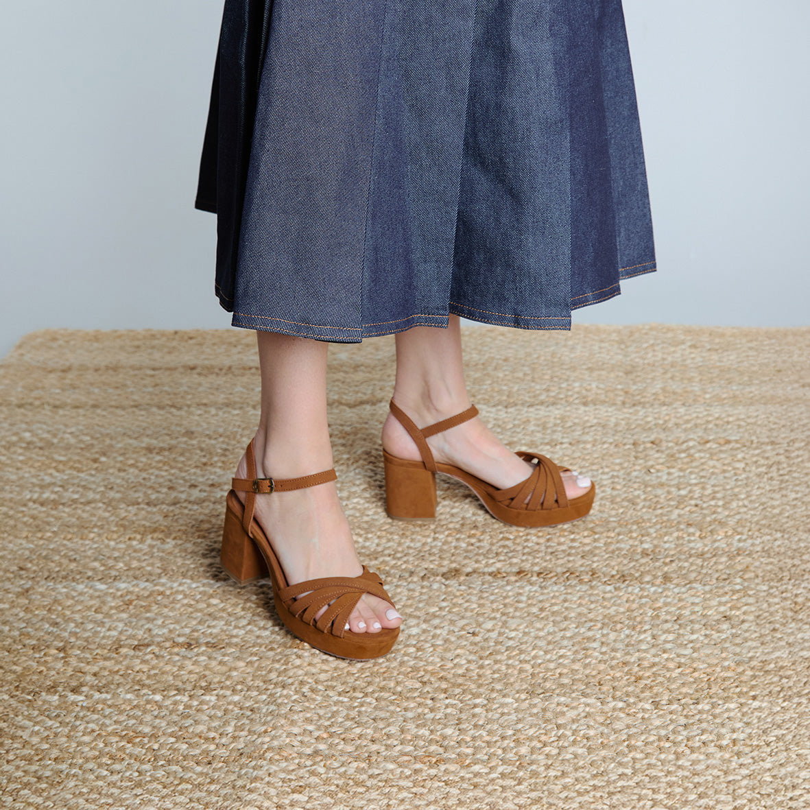 Casey Tan Mid Sandal by Esska