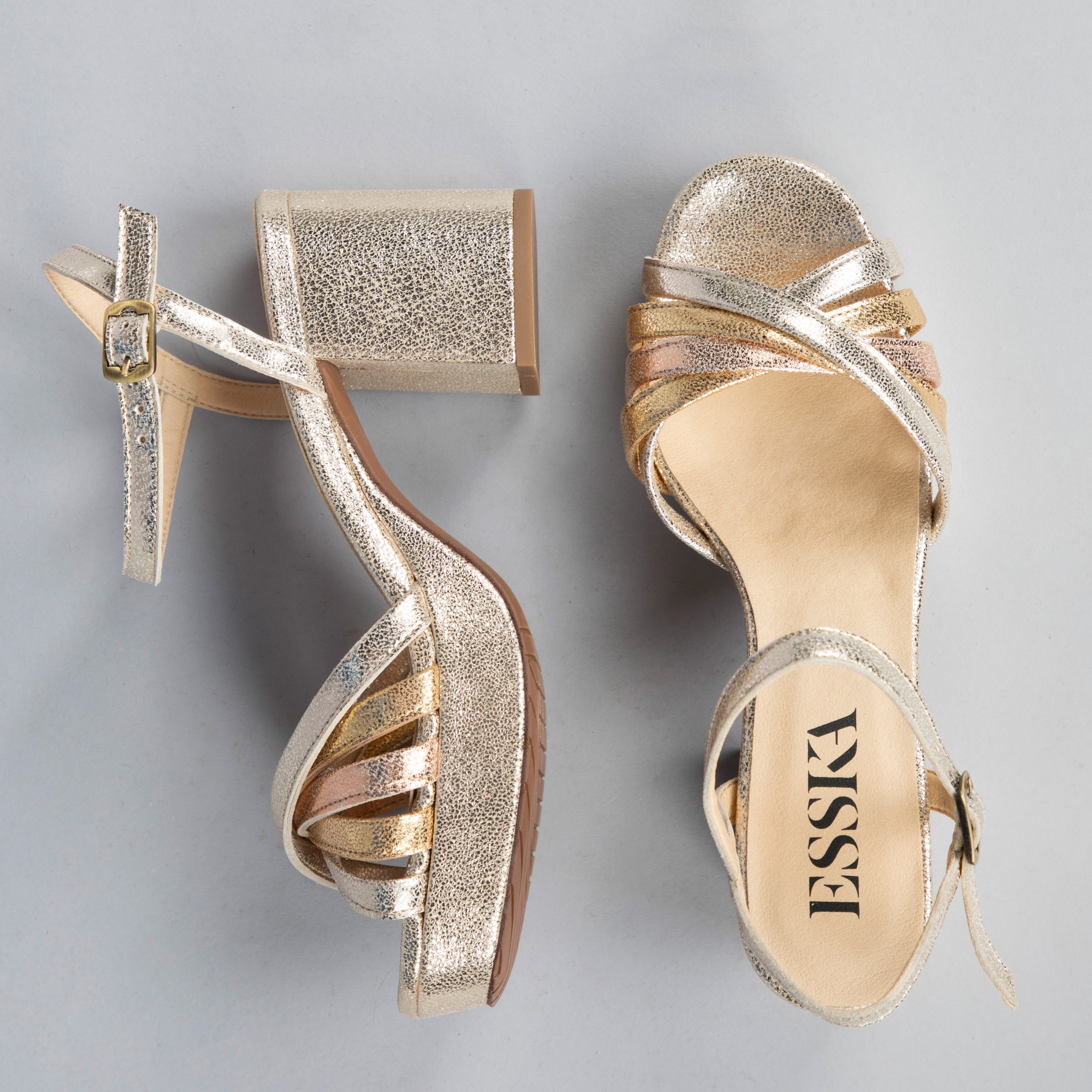 Casey Vegan Metallic Trio Mid Sandal by Esska