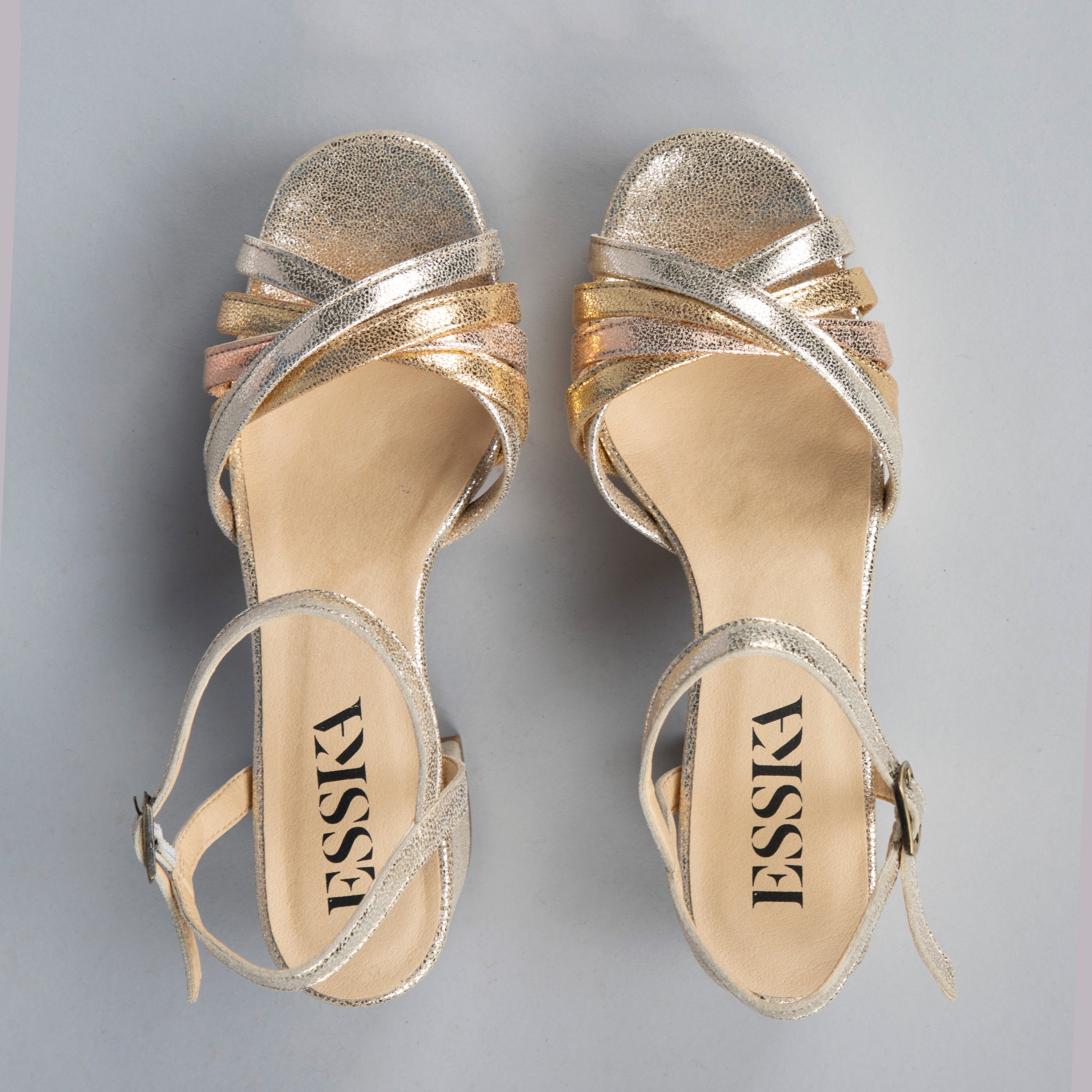 Casey Vegan Metallic Trio Mid Sandal by Esska