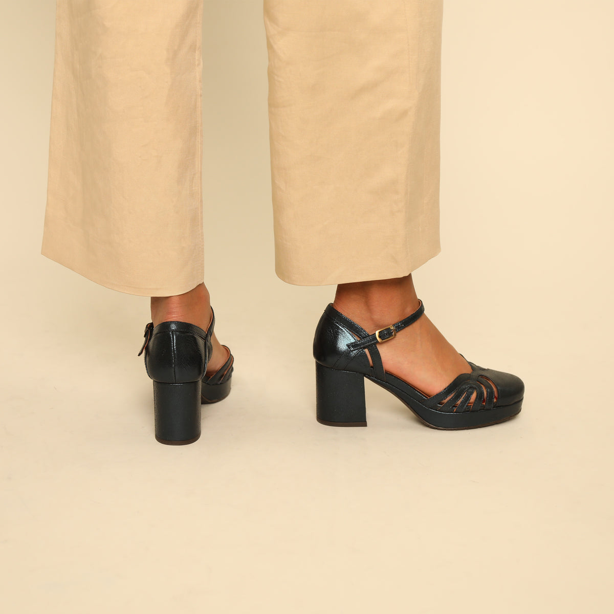 Cecily Metallic Teal Mid Shoe by Esska