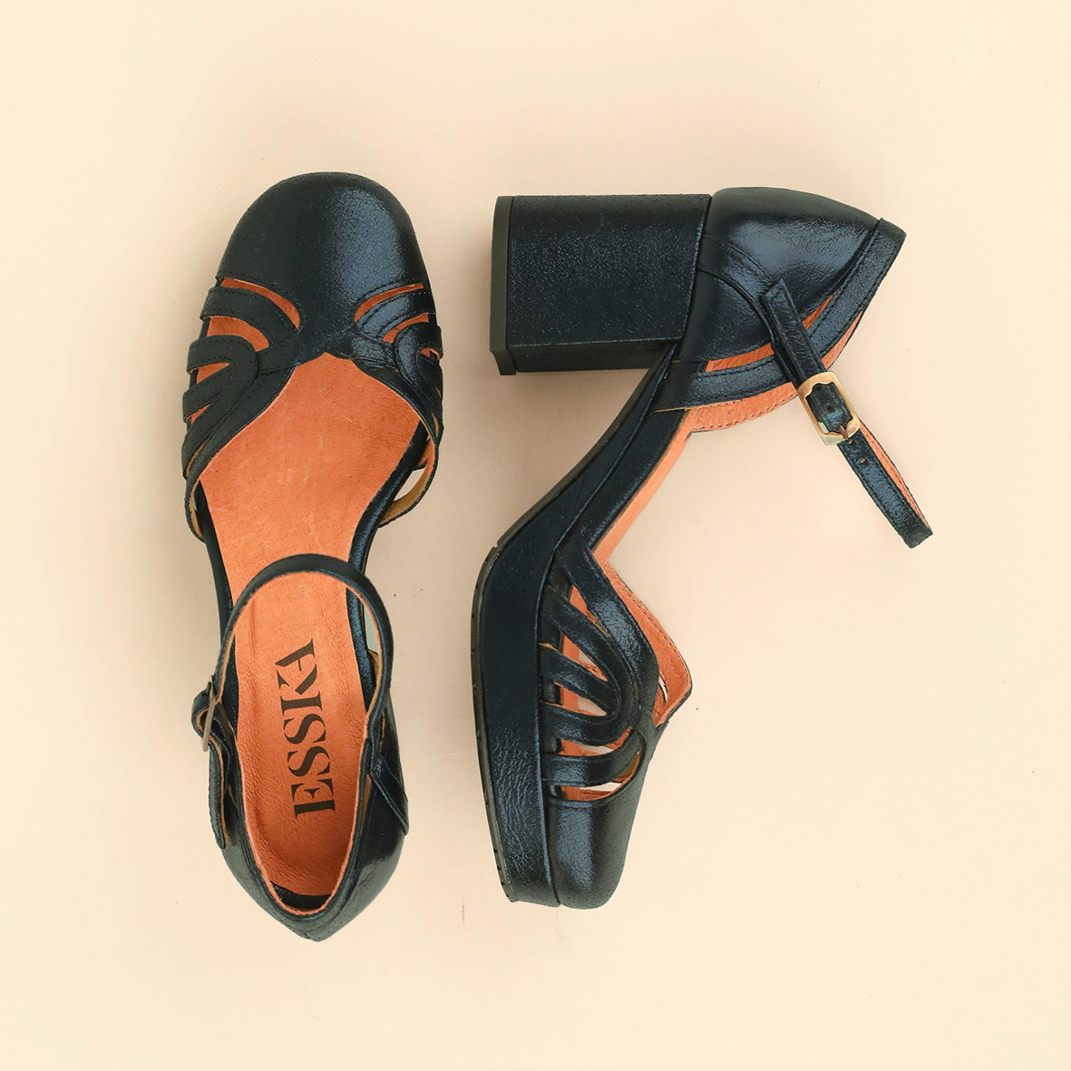 Cecily Metallic Teal Mid Shoe by Esska