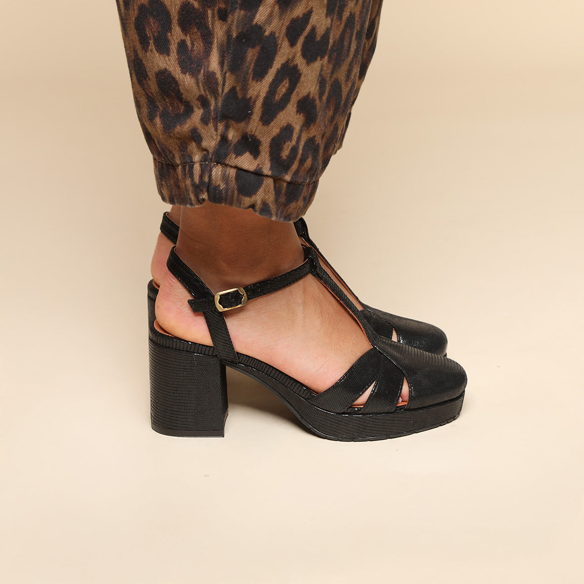 Celeste Metallic Black Mid Shoe by Esska Shoes Ltd