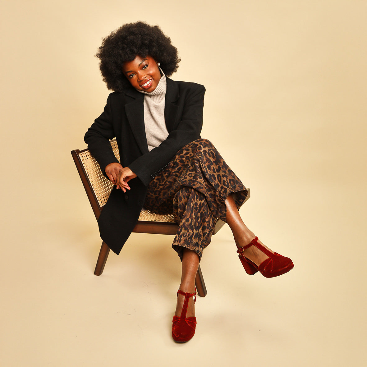 Celeste Velvet Burnt Orange Mid Shoe by Esska Shoes Ltd