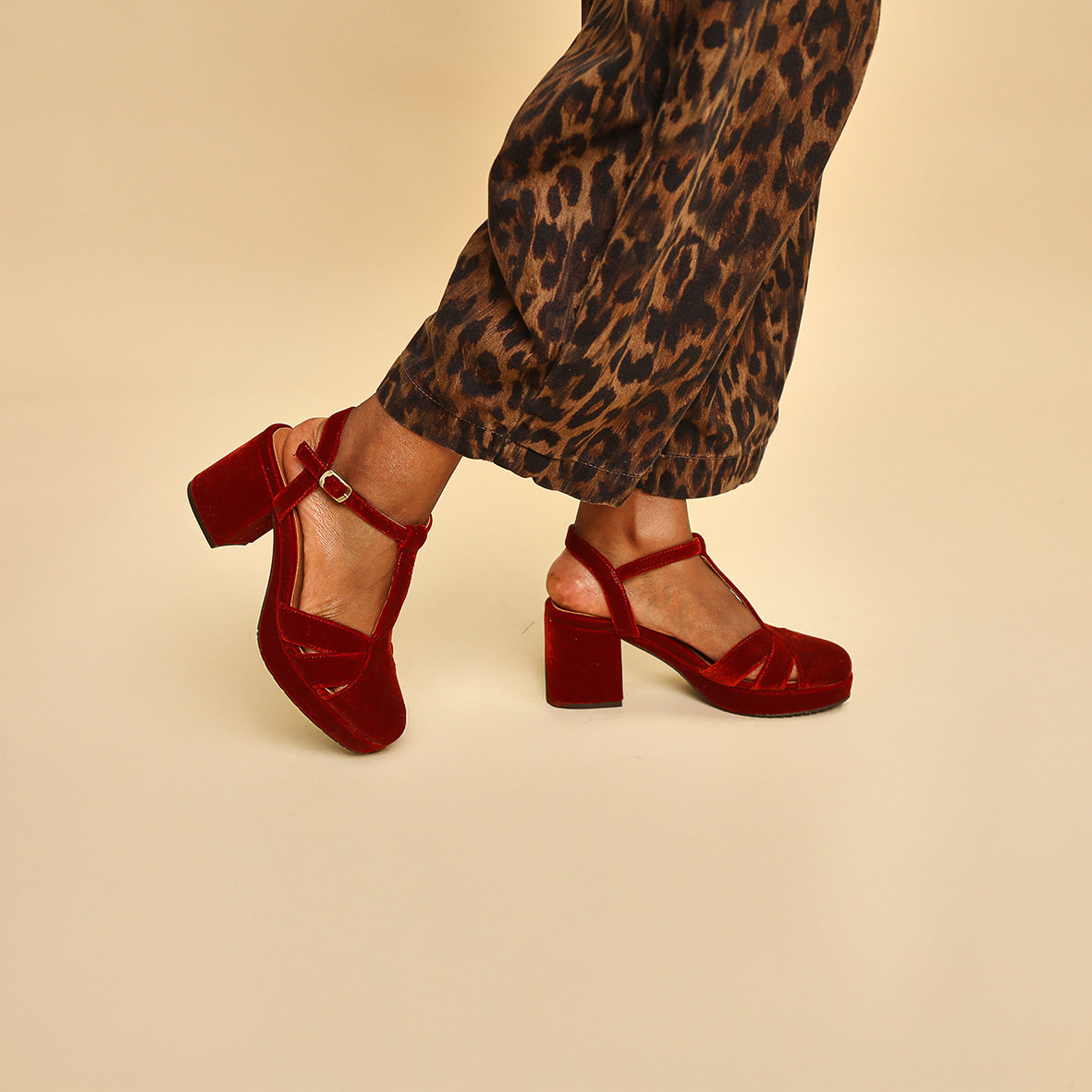 Celeste Velvet Burnt Orange Mid Shoe by Esska Shoes Ltd