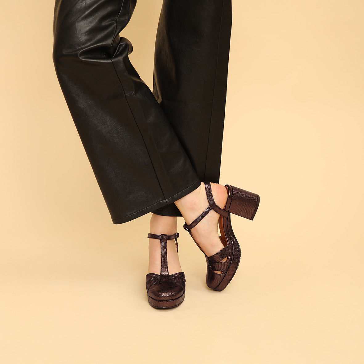 Celeste Metallic Dark Brown Mid Shoe by Esska Shoes Ltd