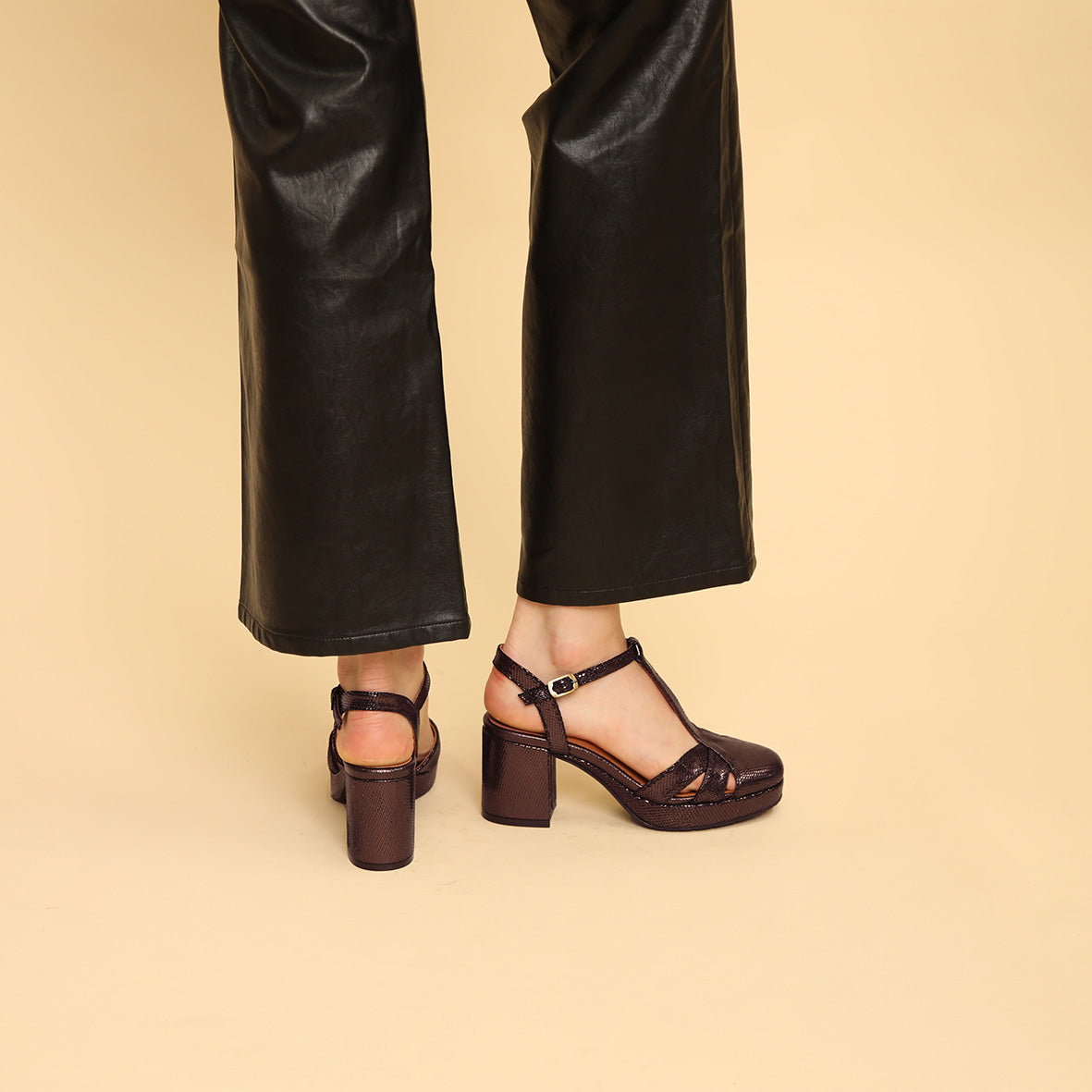 Celeste Metallic Dark Brown Mid Shoe by Esska Shoes Ltd