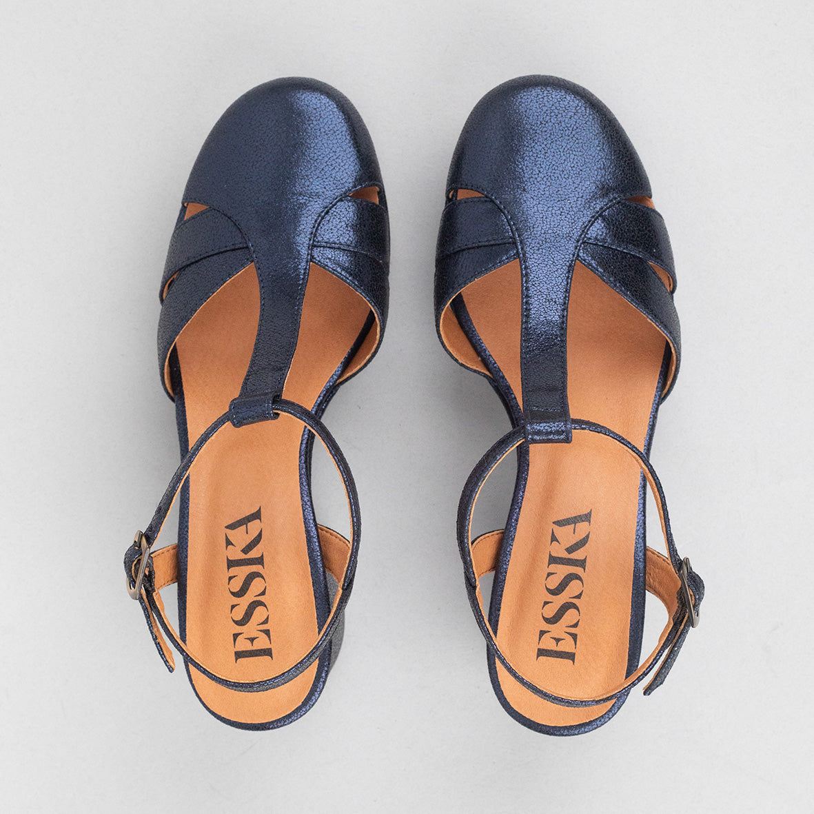 Celeste Vegan Metallic Navy Mid Shoe by Esska Shoes Ltd