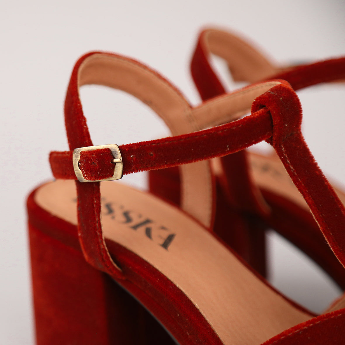 Celeste Velvet Burnt Orange Mid Shoe by Esska Shoes Ltd
