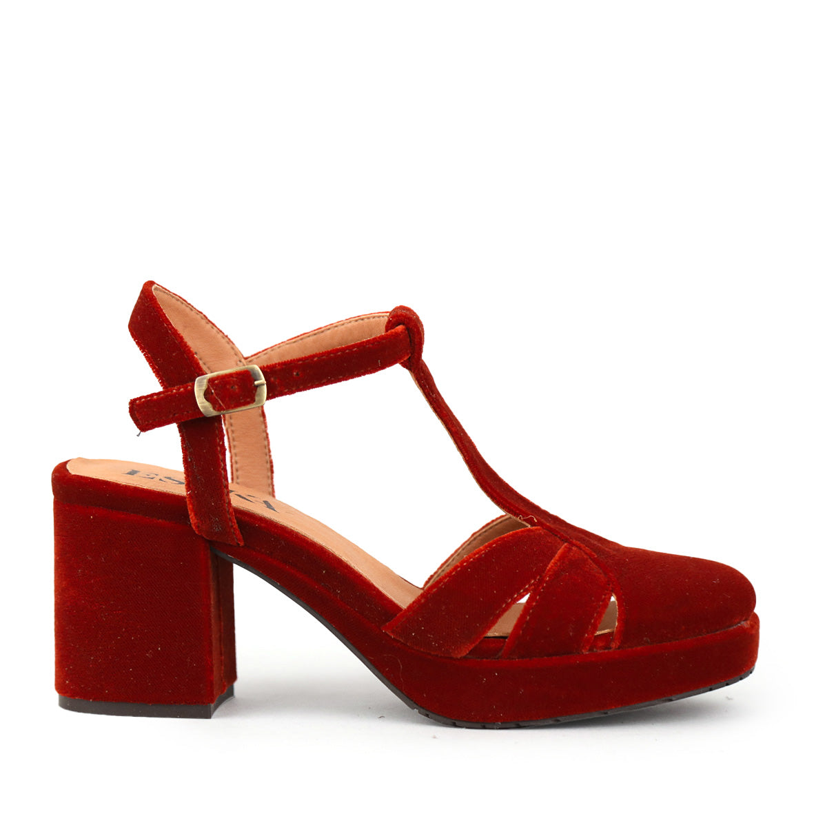 Celeste Velvet Burnt Orange Mid Shoe by Esska Shoes Ltd