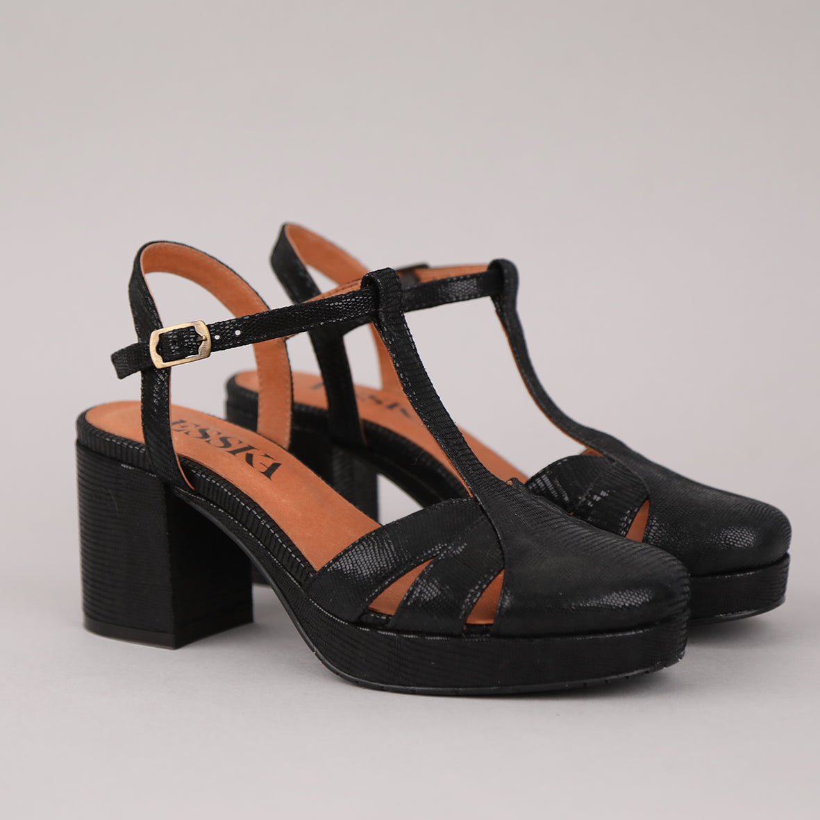 Celeste Metallic Black Mid Shoe by Esska Shoes Ltd