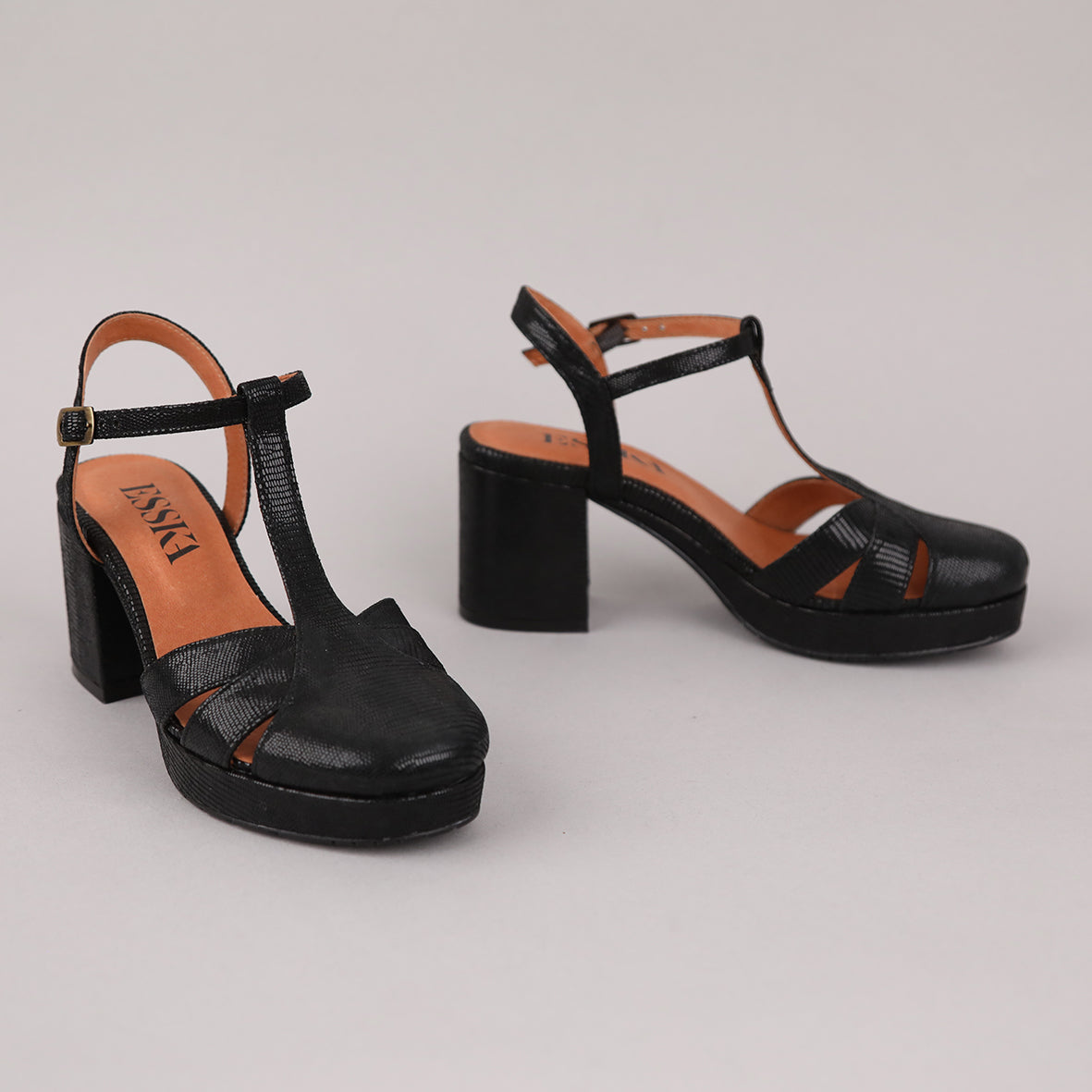 Celeste Metallic Black Mid Shoe by Esska Shoes Ltd