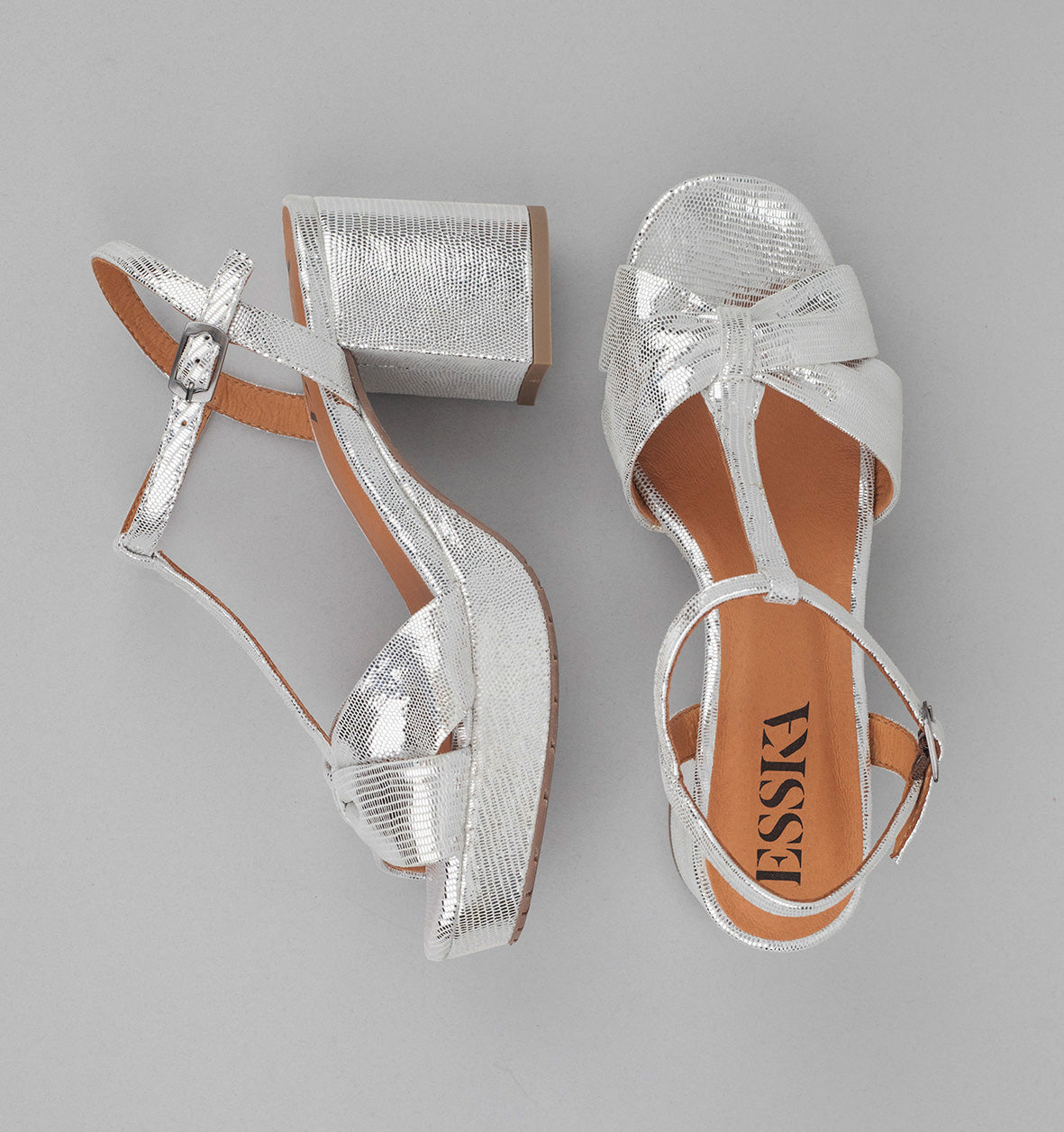 Celia Silver Mid Sandal by Esska