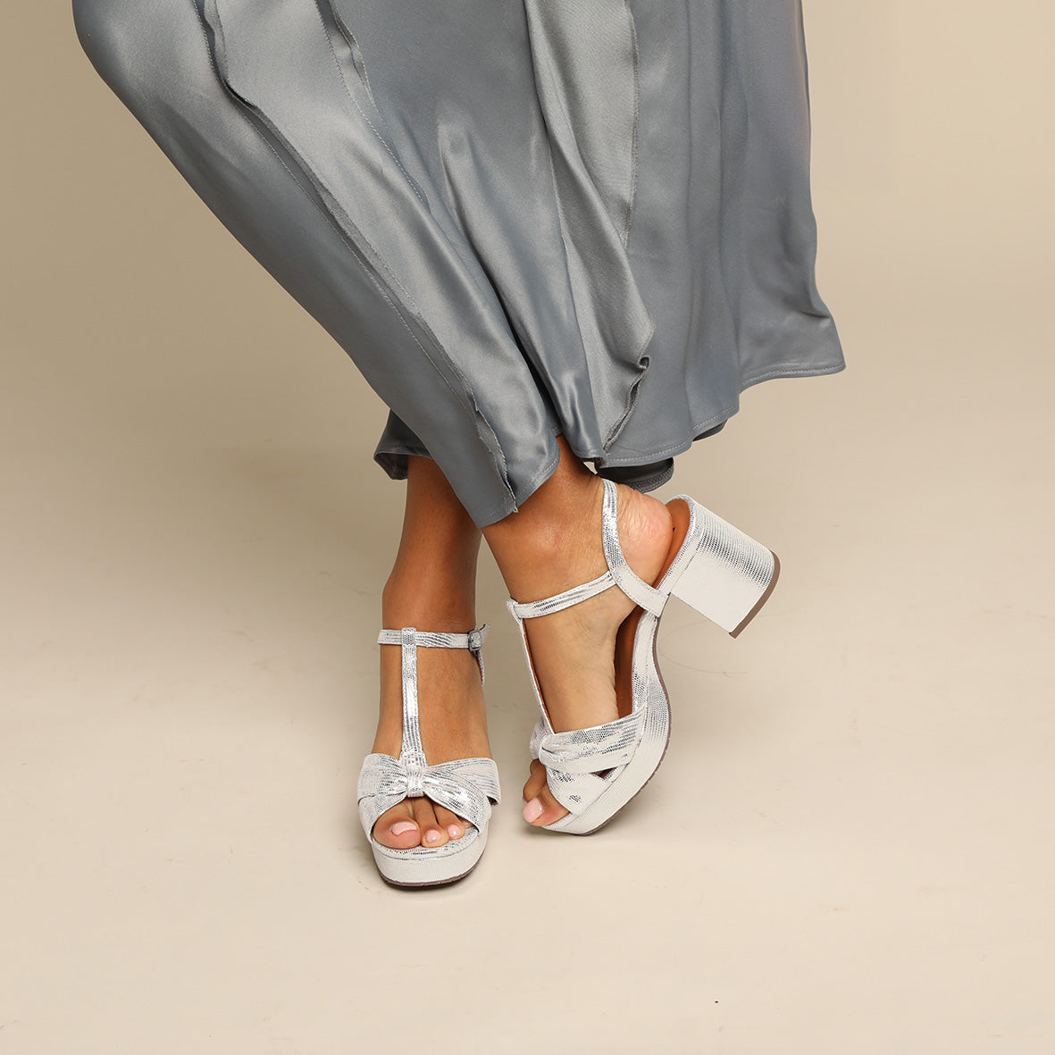 Celia Silver Mid Sandal by Esska