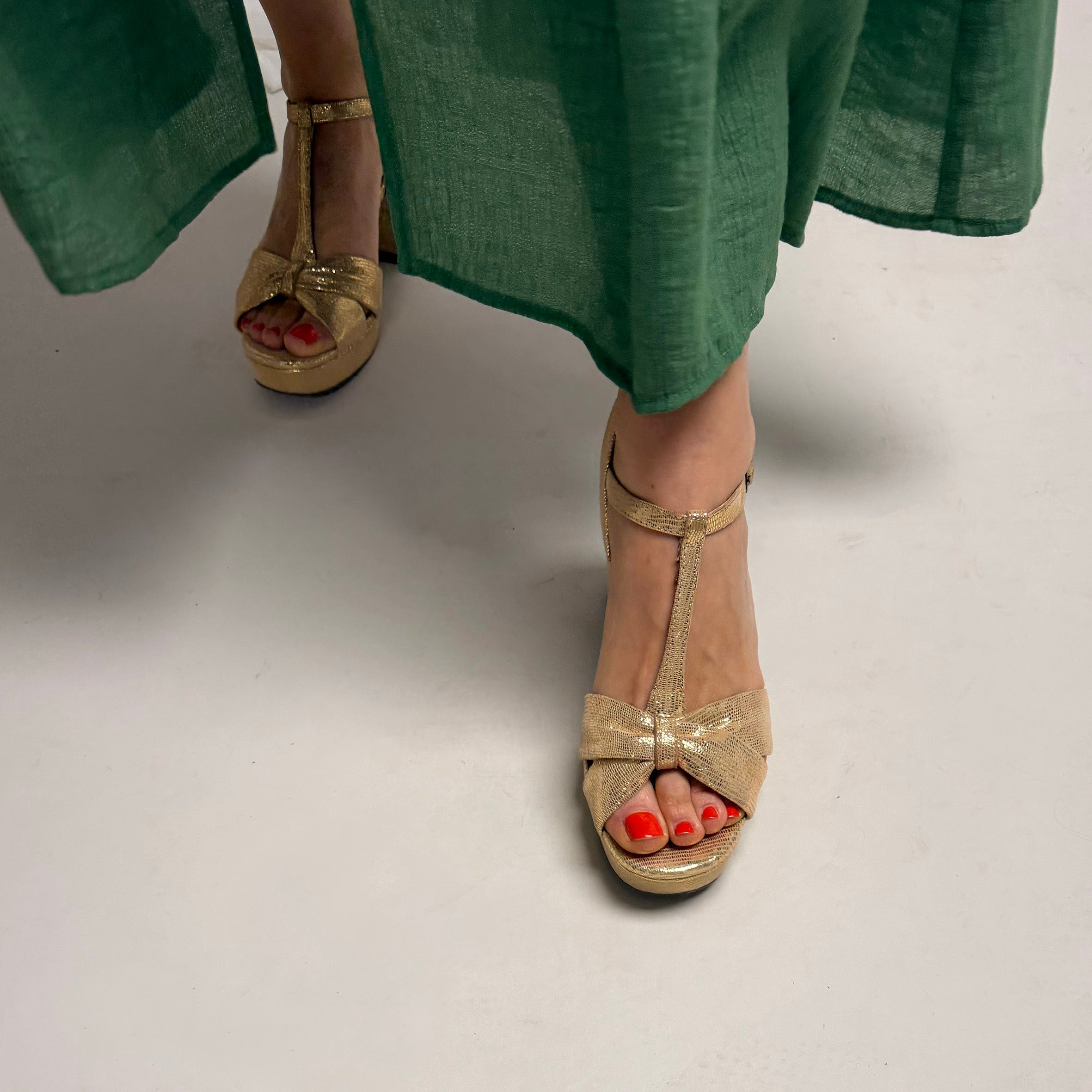 Celia Gold Mid Sandal by Esska