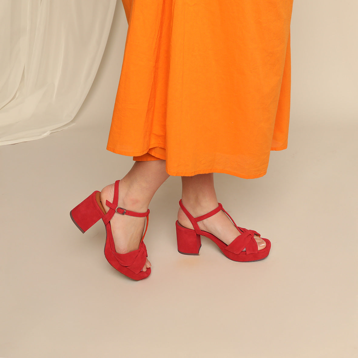 Celia Red Mid Sandal by Esska