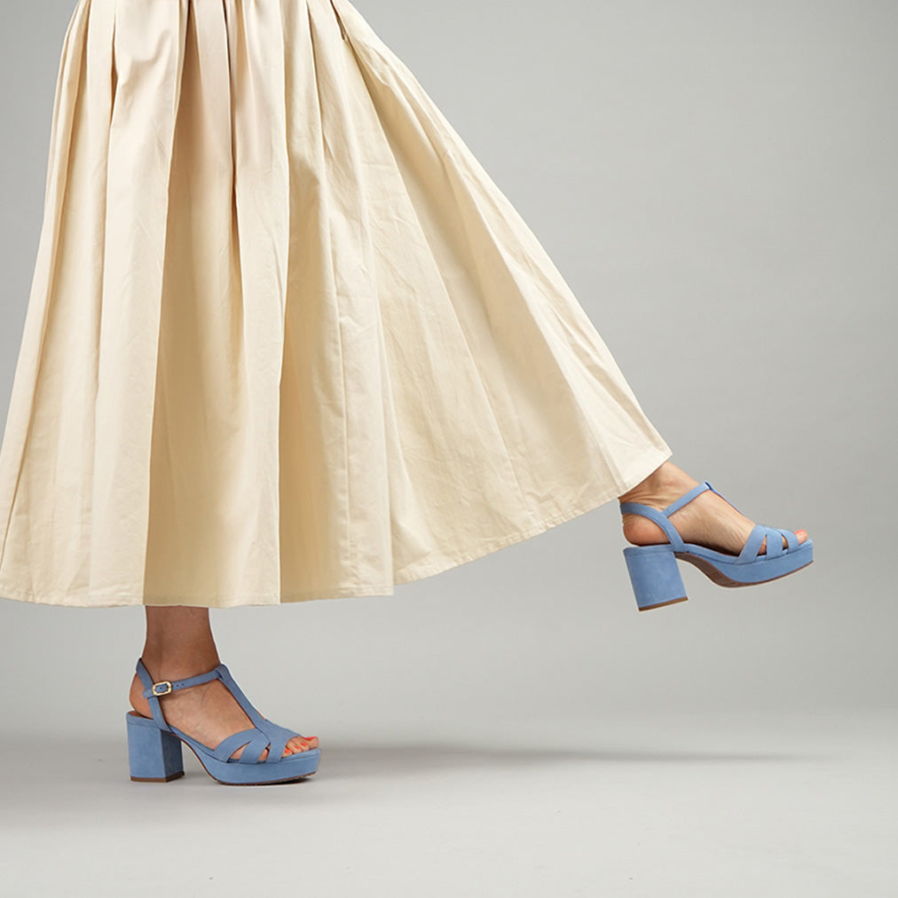 Charlie WIDE Blue Mid Sandal by Esska