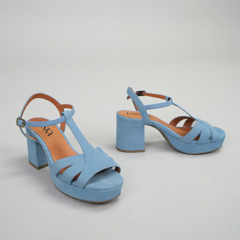 Charlie WIDE Blue Mid Sandal by Esska