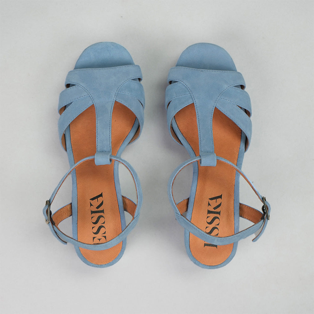 Charlie WIDE Blue Mid Sandal by Esska