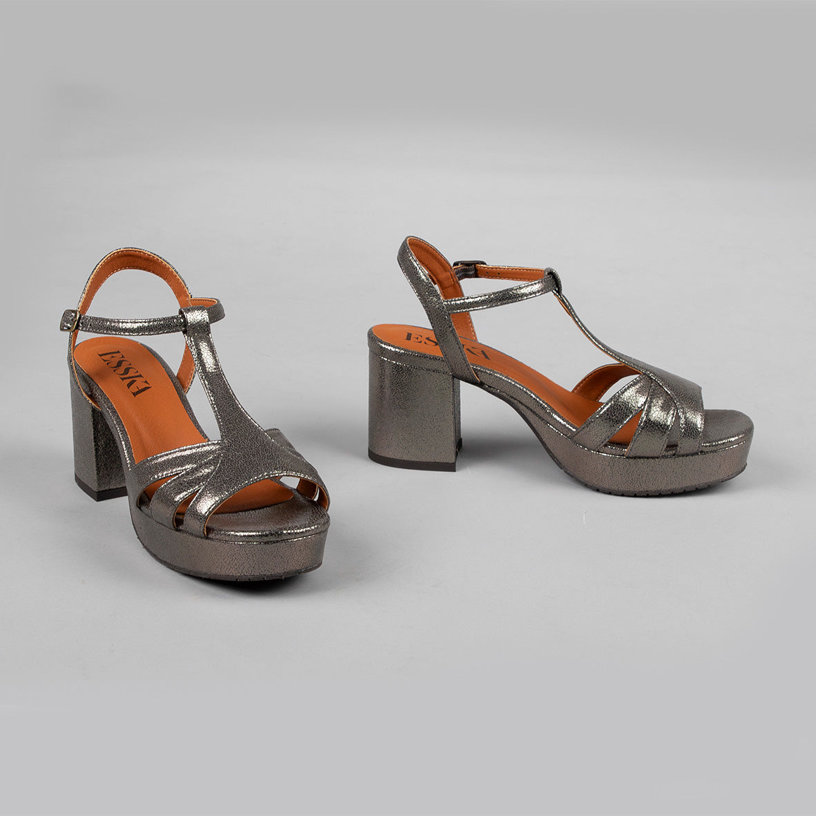 Charlie WIDE Vegan Gunmetal Mid Sandal by Esska