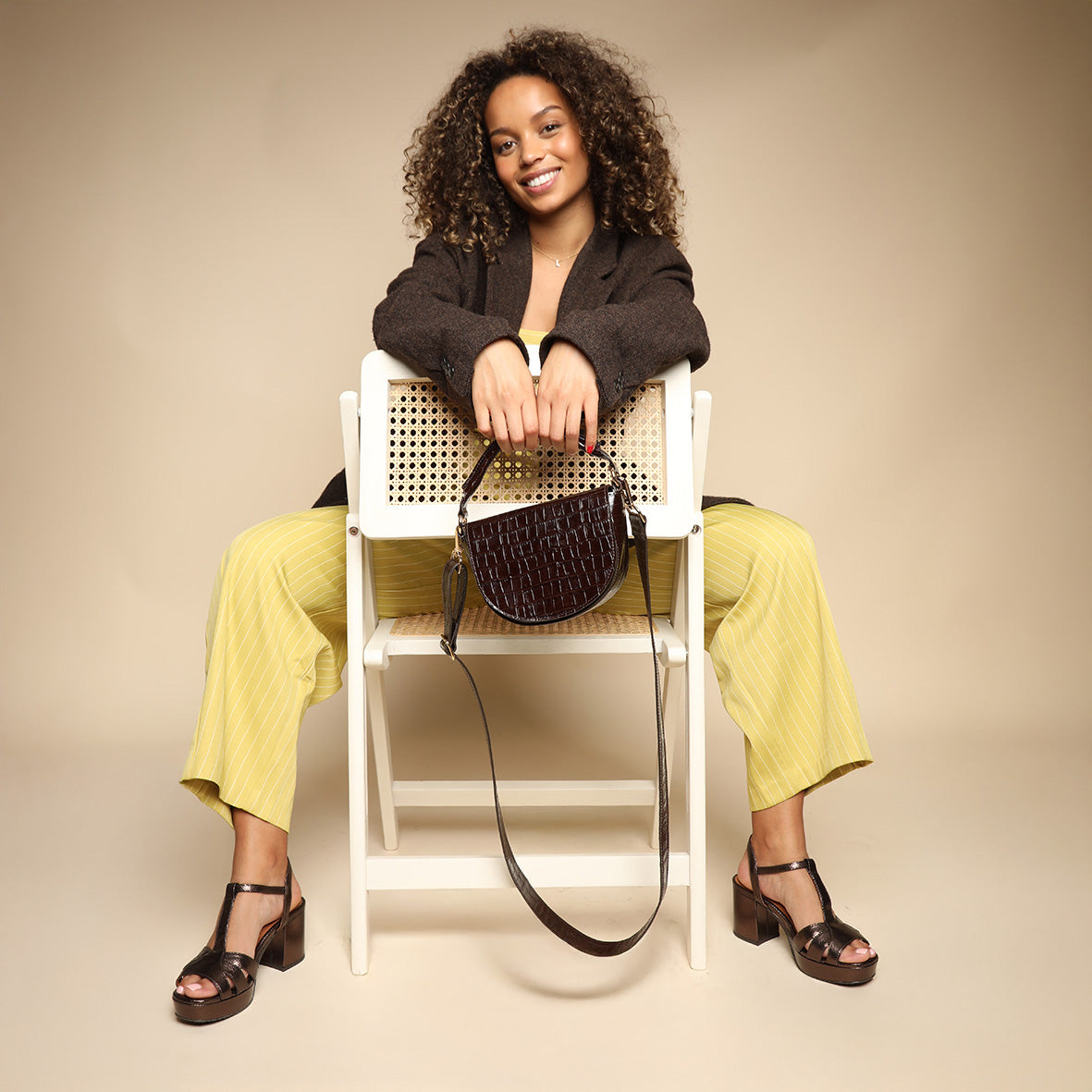 Charlie Metallic Dark Brown Mid Sandal by Esska Shoes Ltd