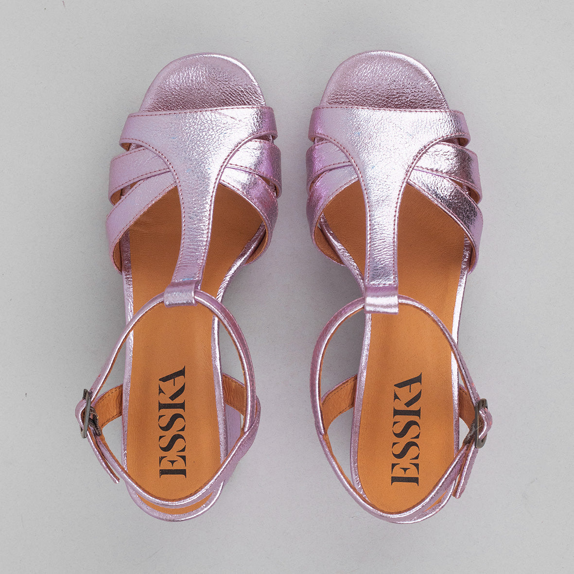 Charlie Metallic Lilac Mid Sandal by Esska