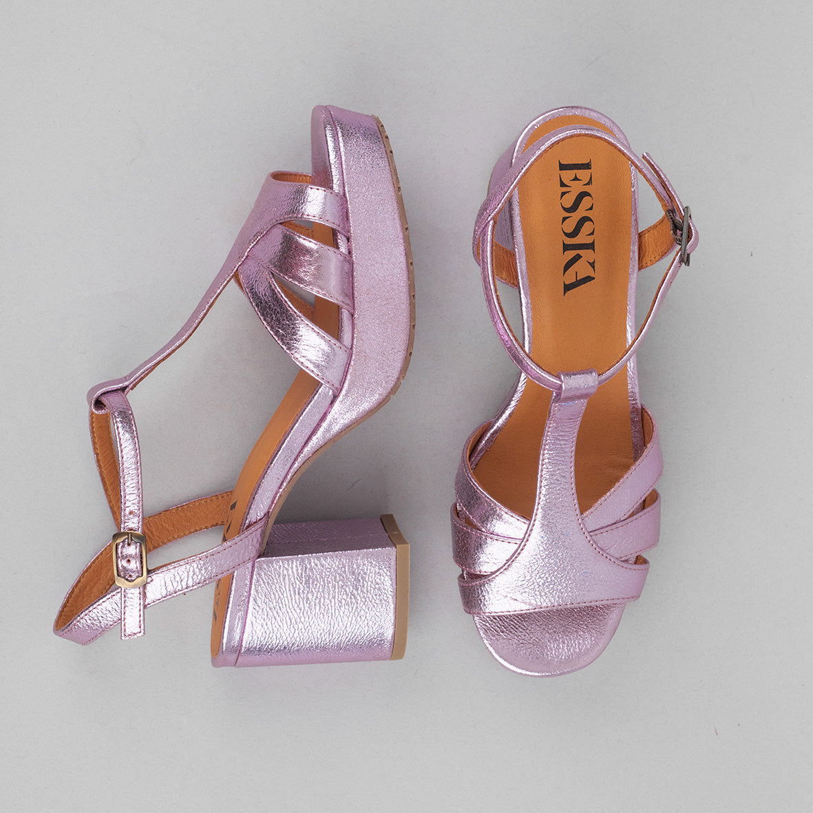 Charlie Metallic Lilac Mid Sandal by Esska