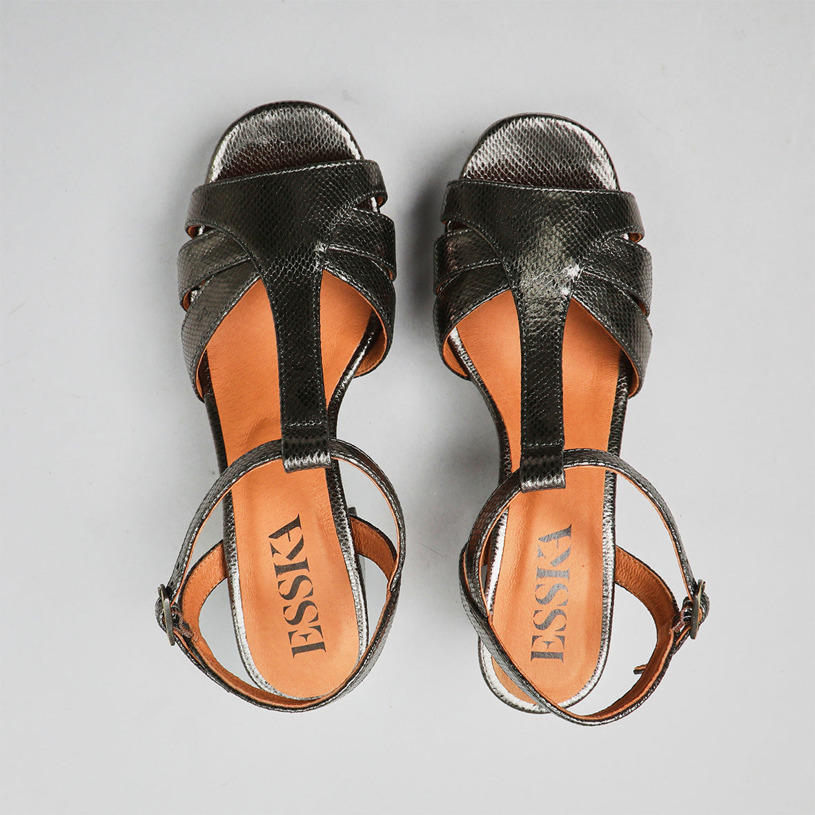Charlie WIDE Metallic Niquel Mid Sandal by Esska Shoes Ltd