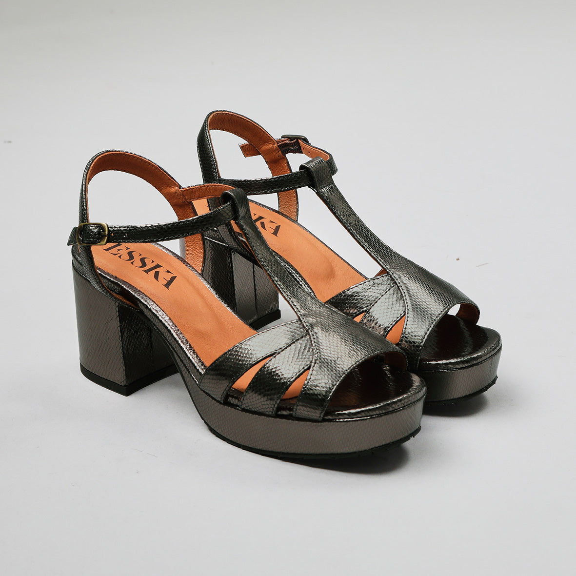 Charlie WIDE Metallic Niquel Mid Sandal by Esska Shoes Ltd