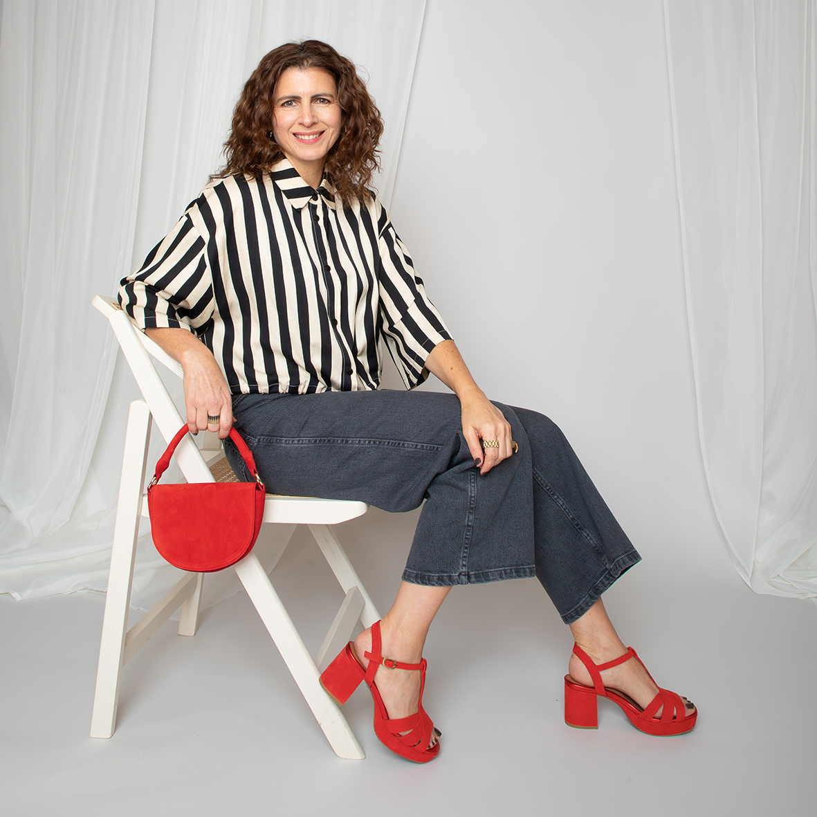 Charlie Red Suede Mid Sandal by Esska