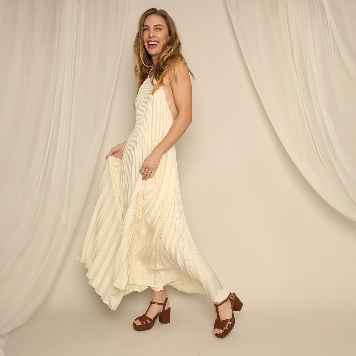 Charlie Tan Mid Sandal by Esska