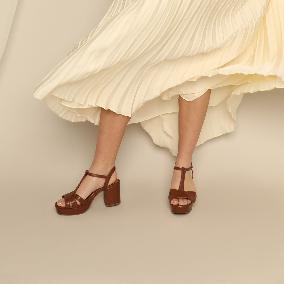 Charlie Tan Mid Sandal by Esska