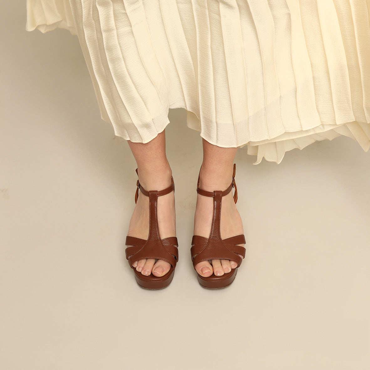 Charlie Tan Mid Sandal by Esska