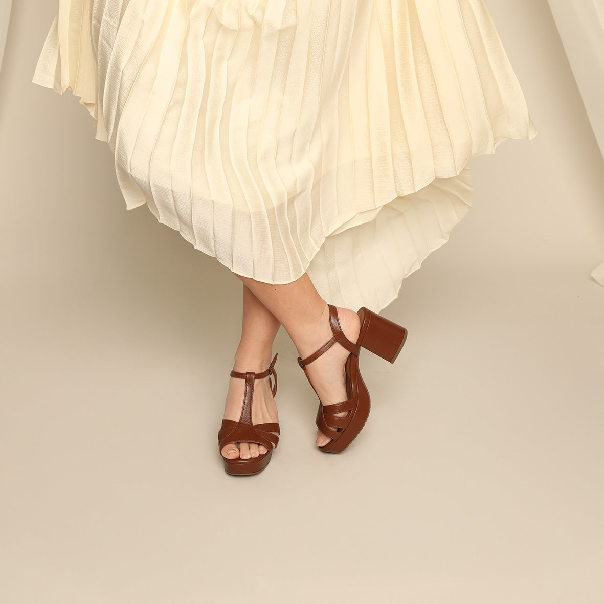 Charlie Tan Mid Sandal by Esska