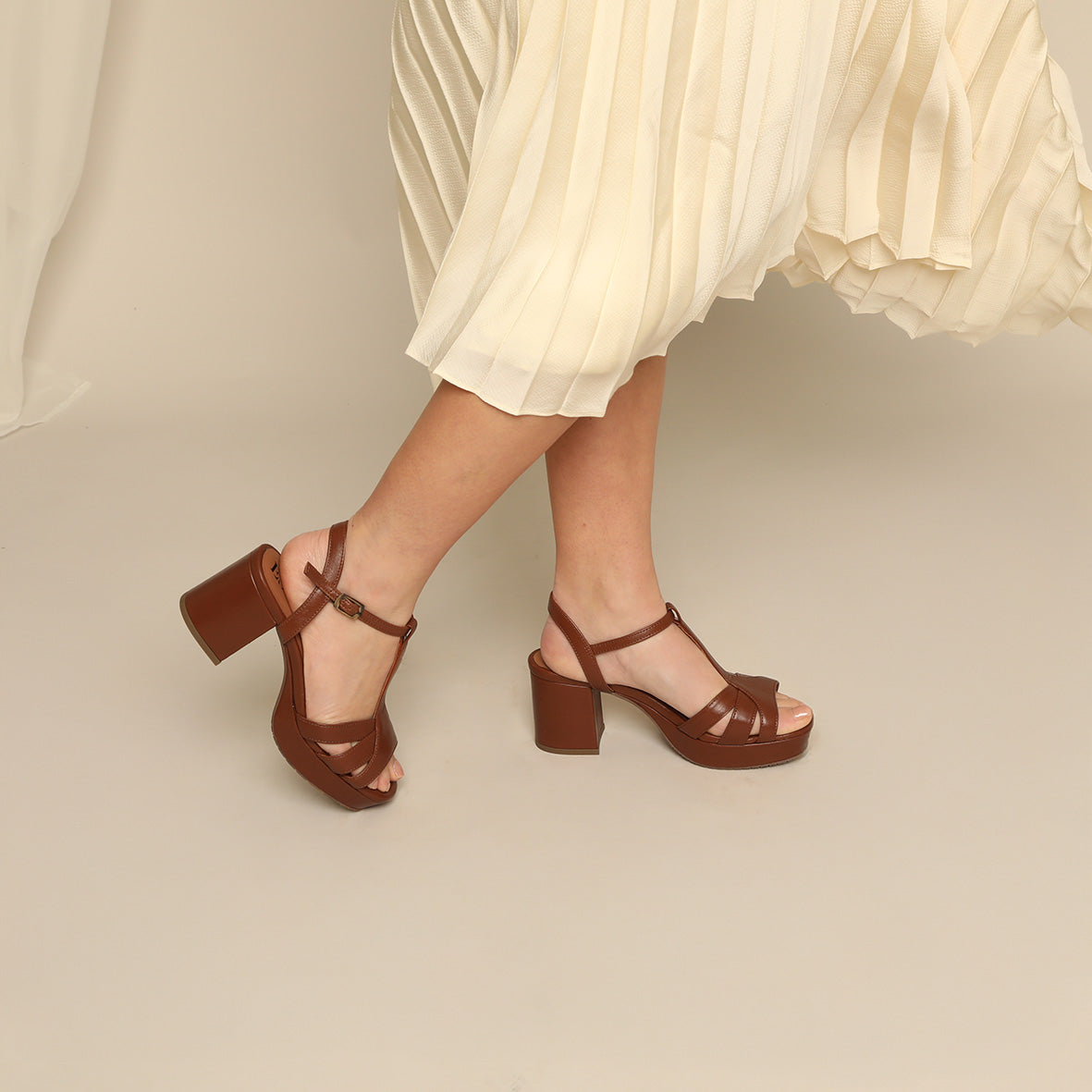 Charlie Tan Mid Sandal by Esska