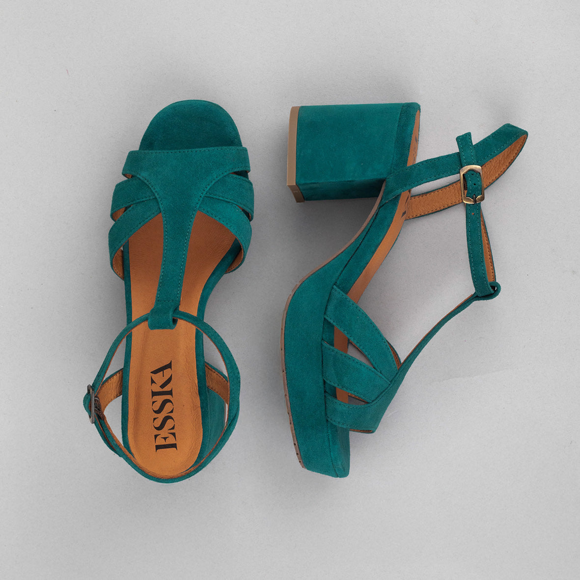 Charlie Teal Mid Sandal by Esska