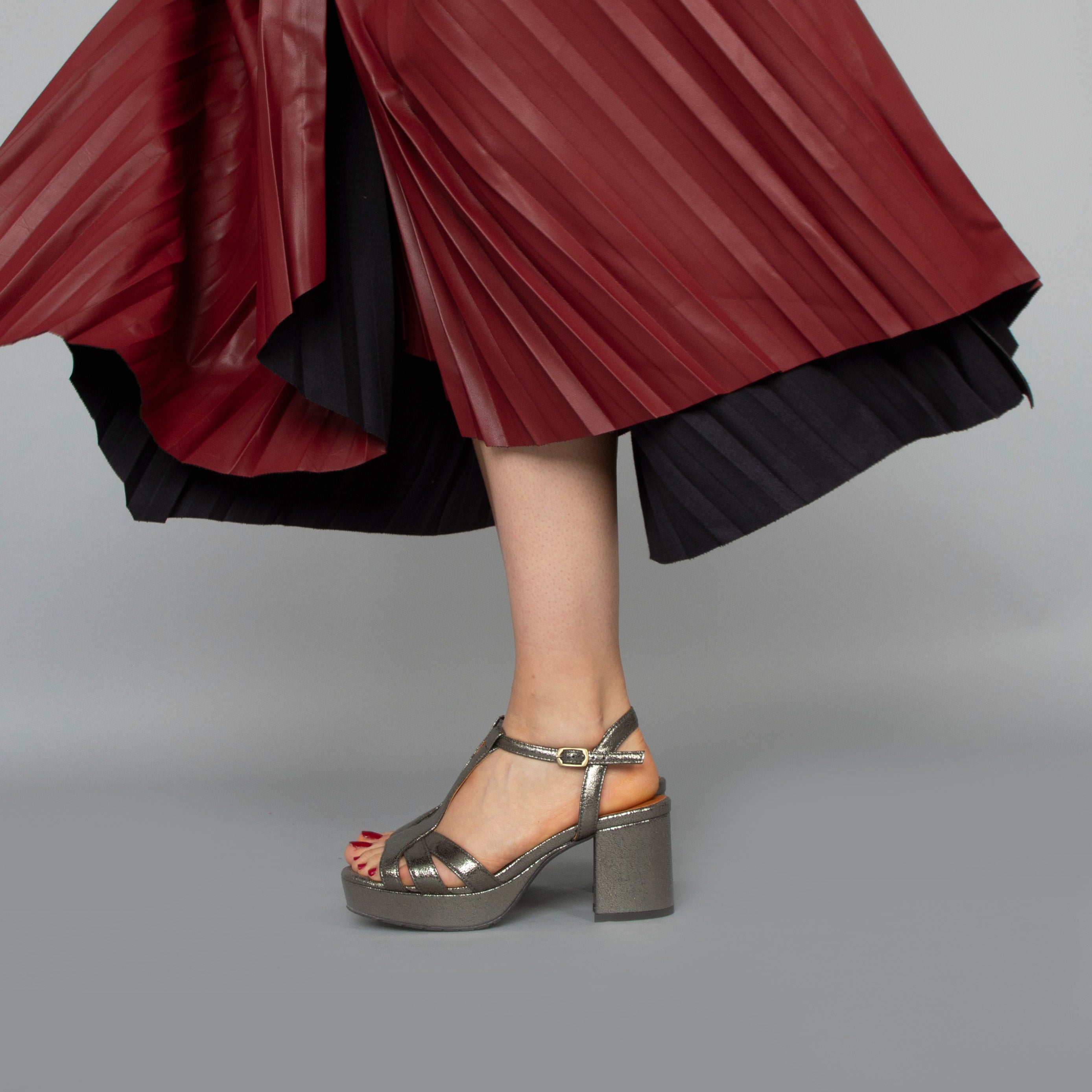 Charlie WIDE Vegan Gunmetal Mid Sandal by Esska