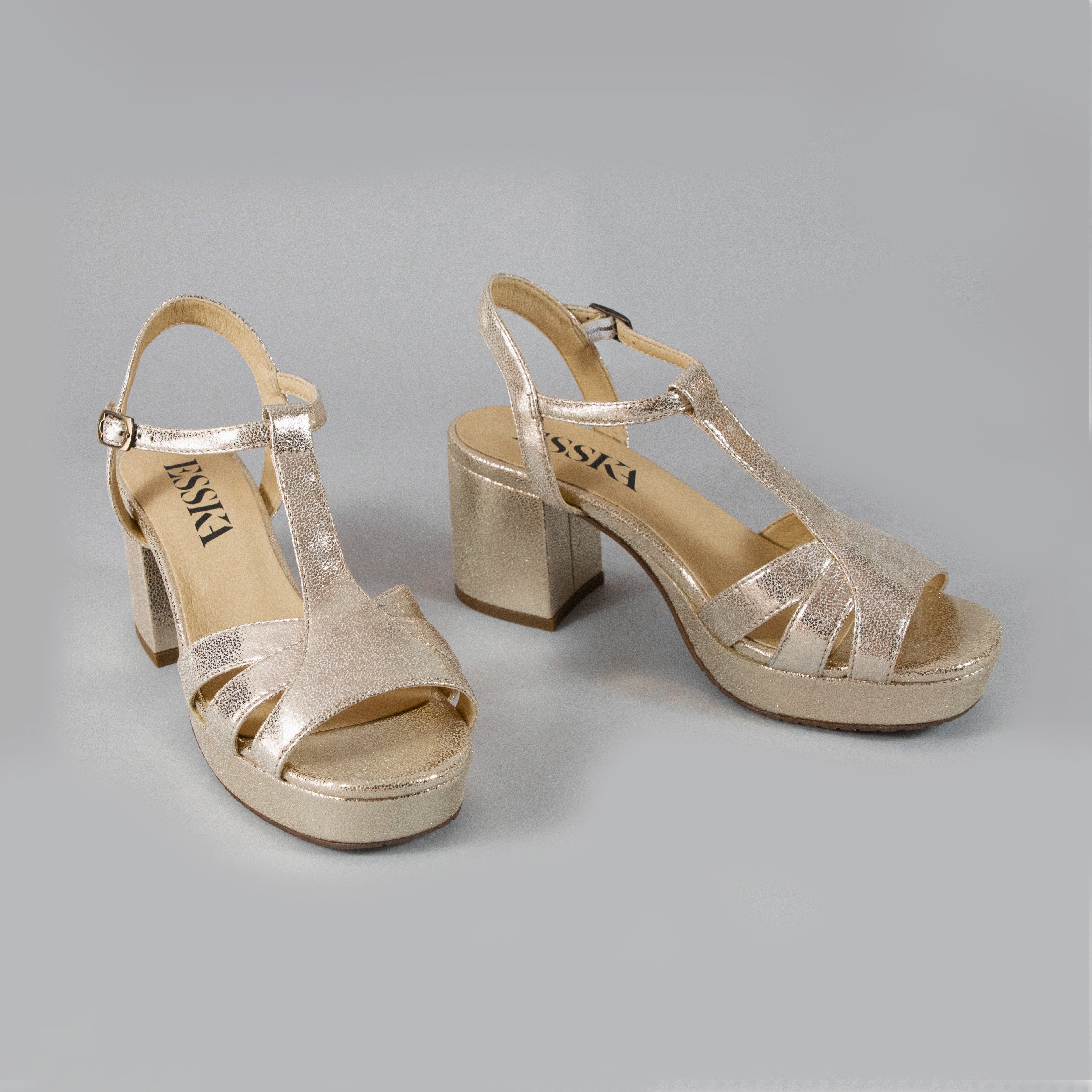 Charlie WIDE Vegan Platinum Mid Sandal by Esska