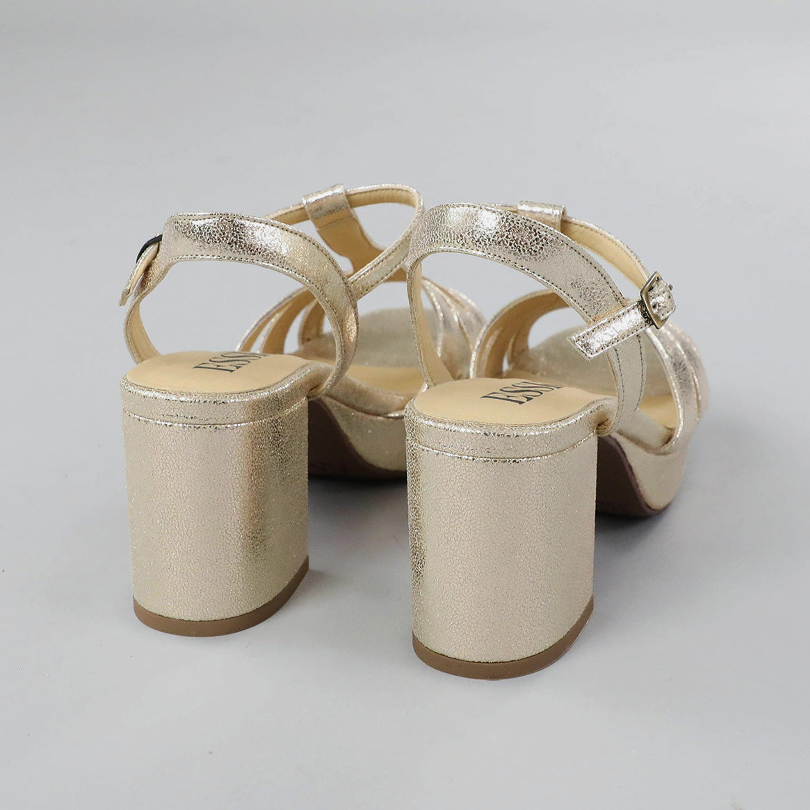 Charlie WIDE Vegan Platinum Mid Sandal by Esska