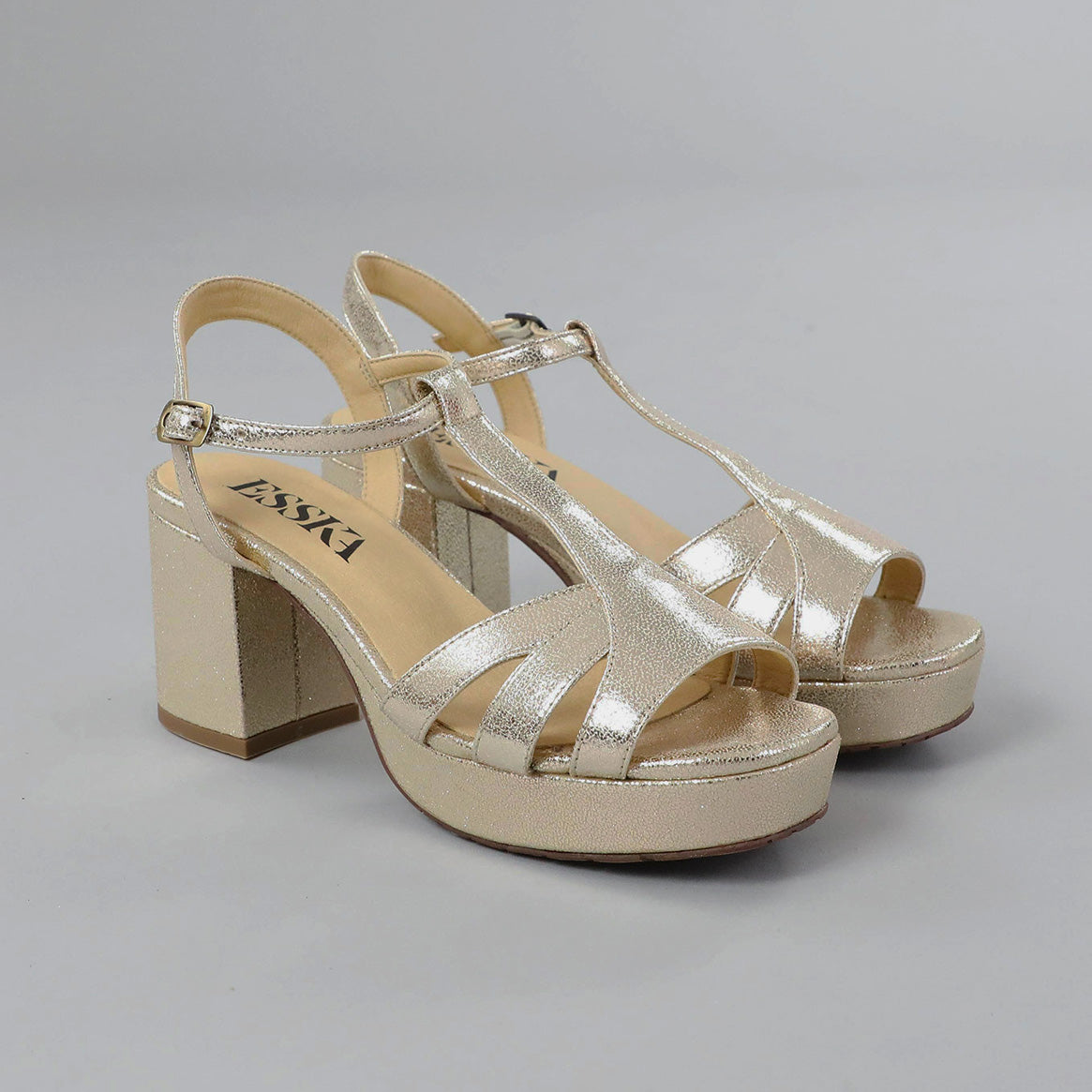 Charlie WIDE Vegan Platinum Mid Sandal by Esska