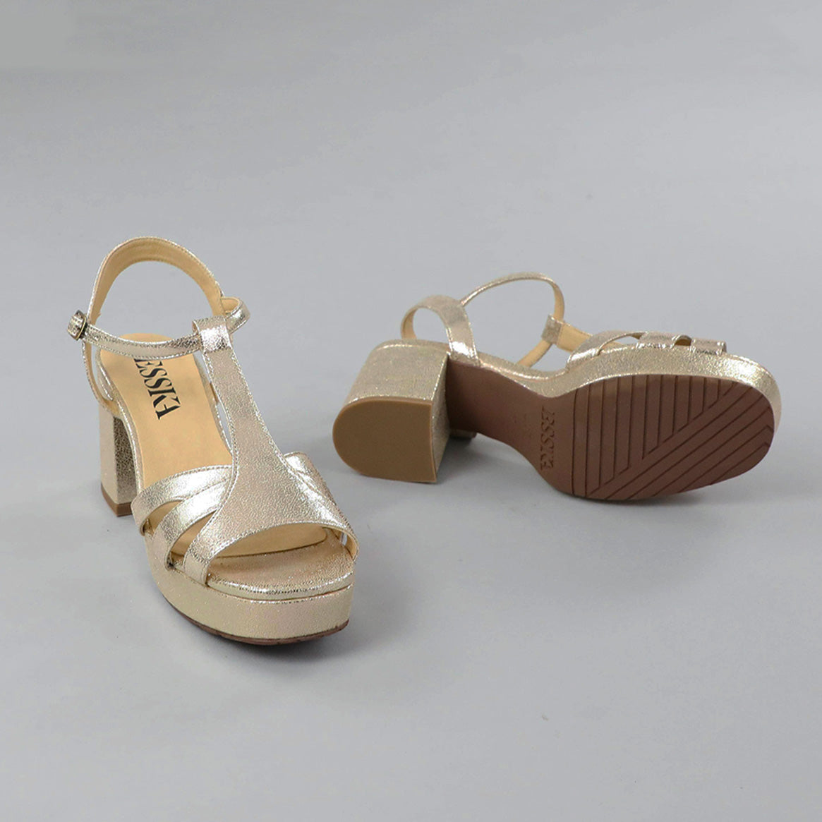 Charlie WIDE Vegan Platinum Mid Sandal by Esska