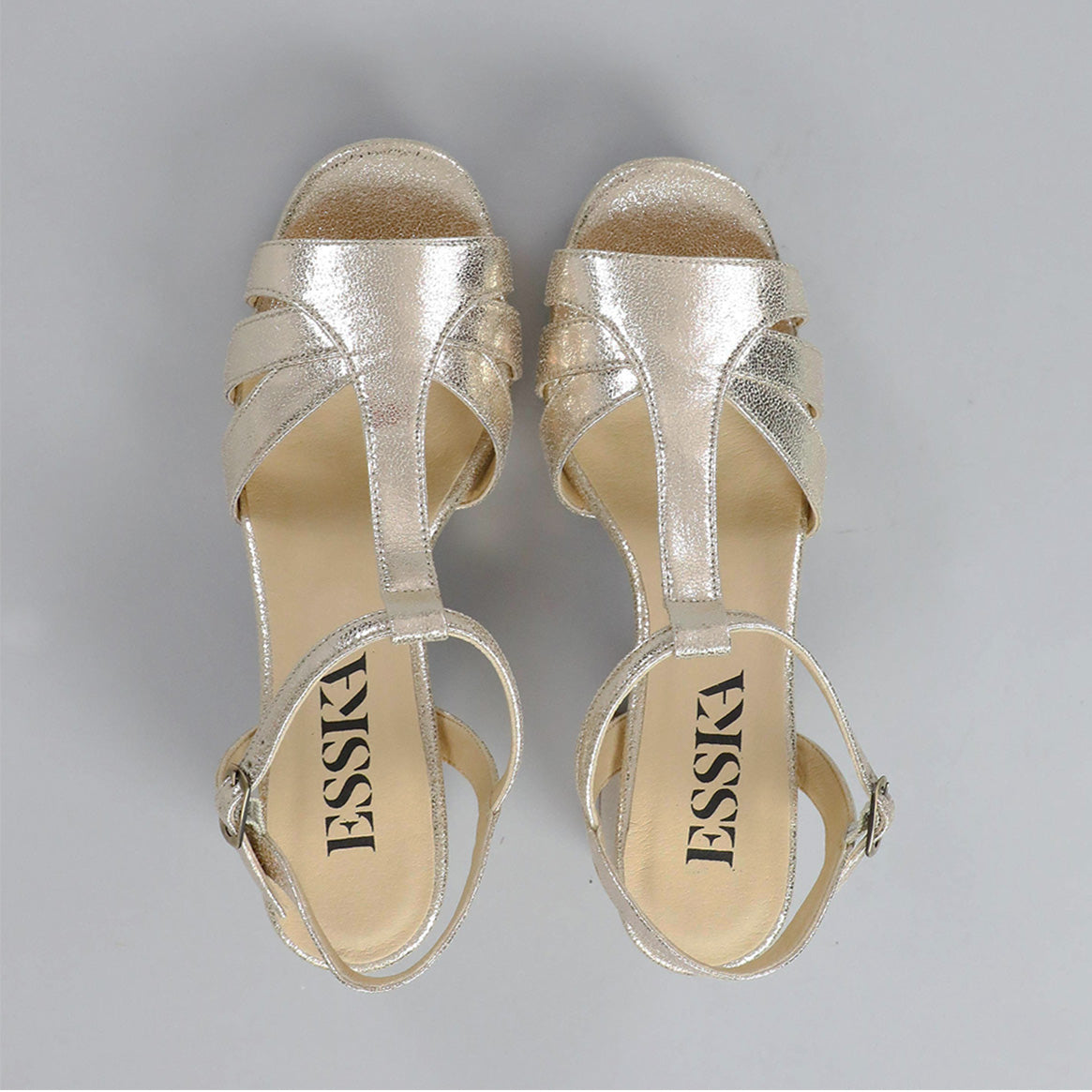 Charlie WIDE Vegan Platinum Mid Sandal by Esska