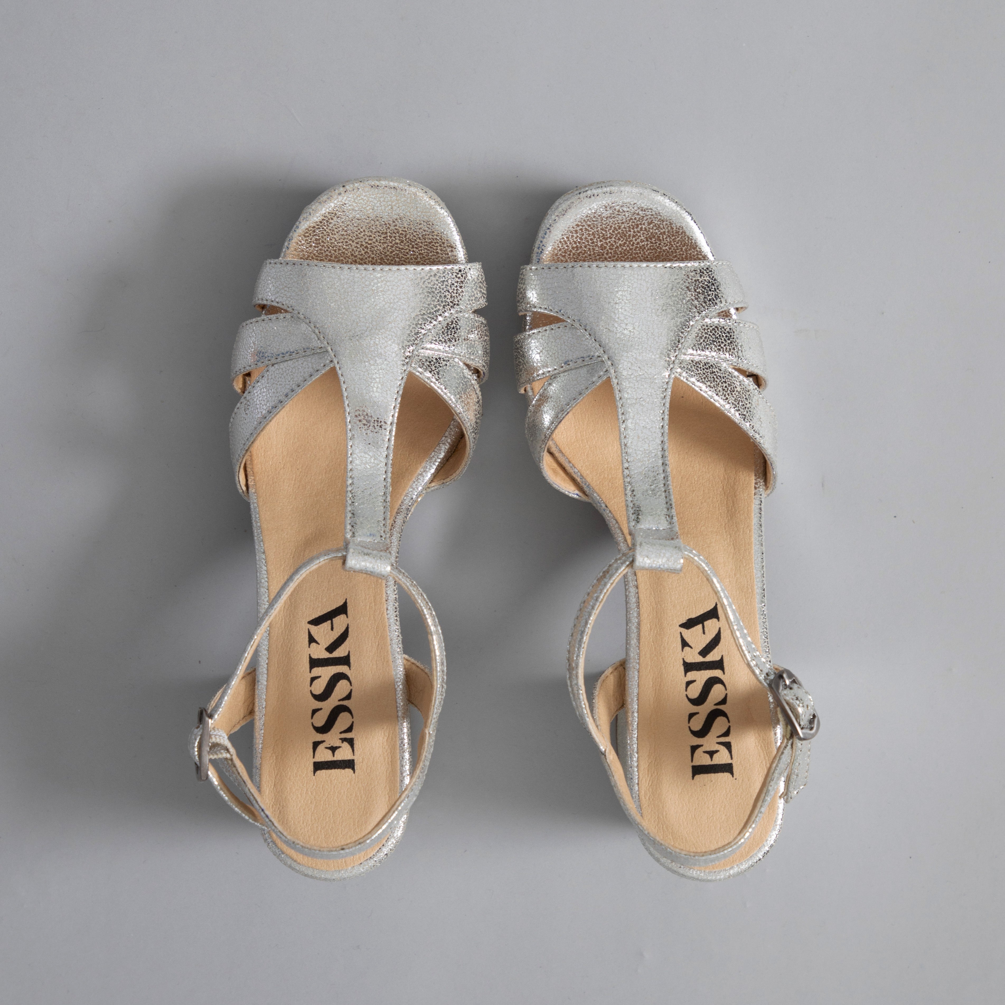 Charlie WIDE Vegan Silver Mid Sandal by Esska