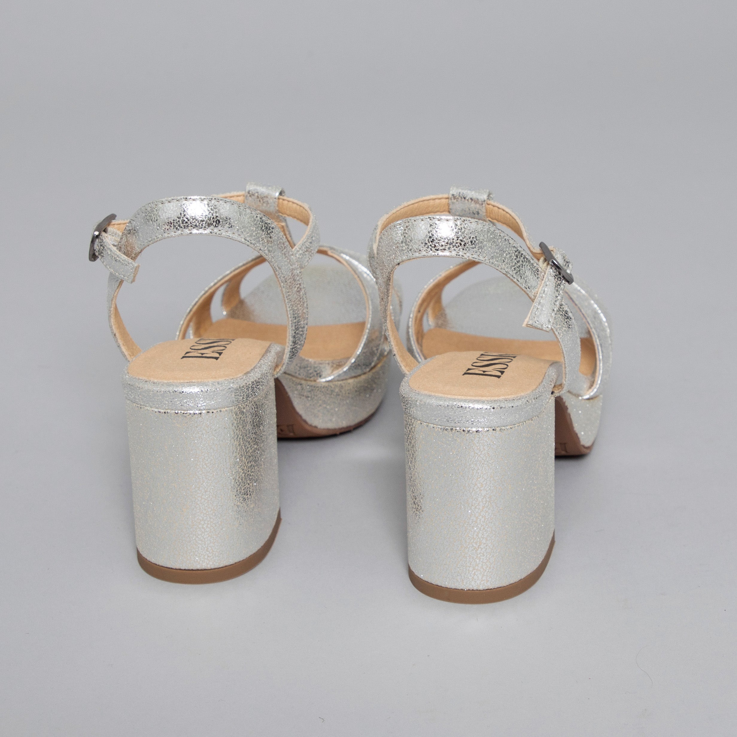 Charlie WIDE Vegan Silver Mid Sandal by Esska