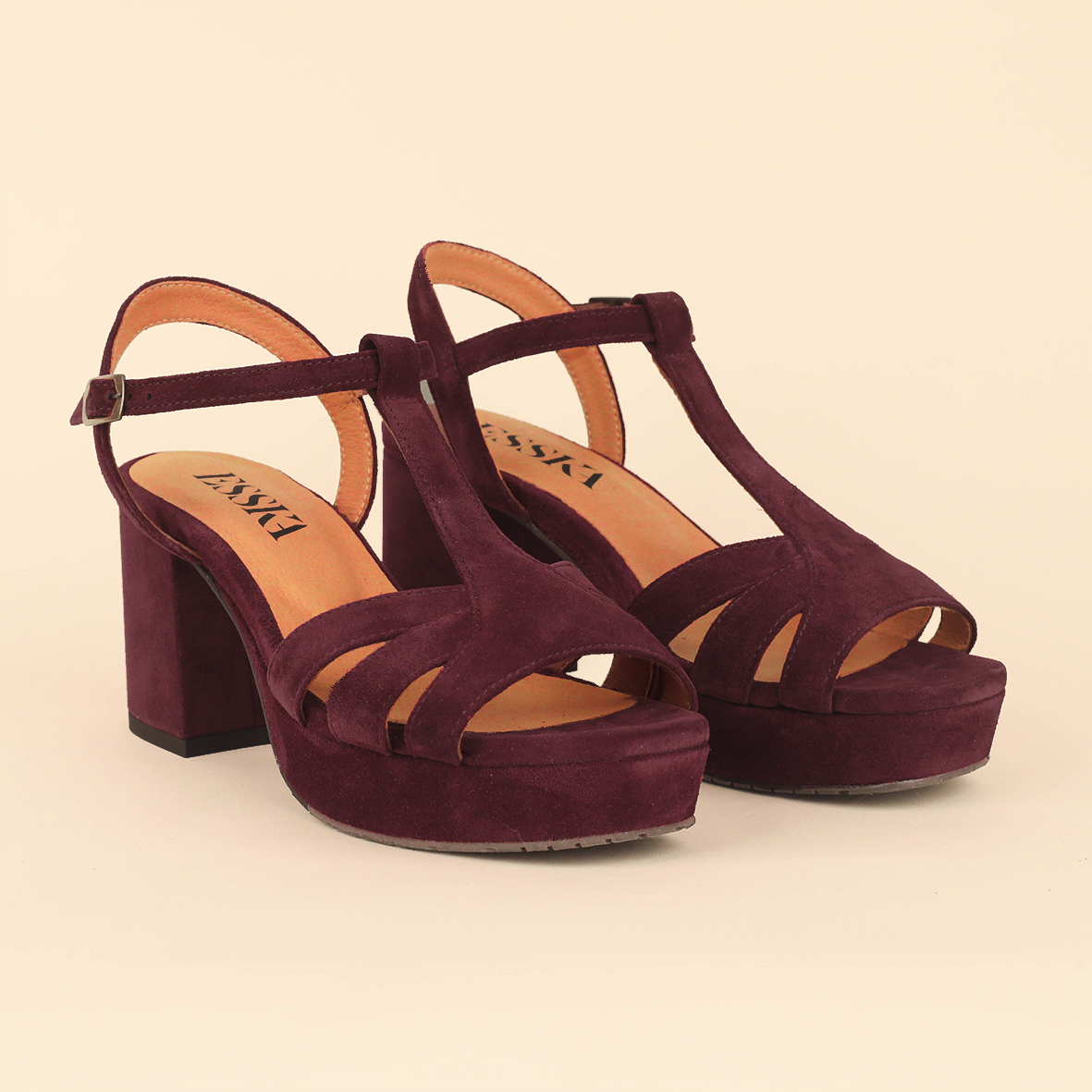 Charlie WIDE Plum Mid Sandal by Esska