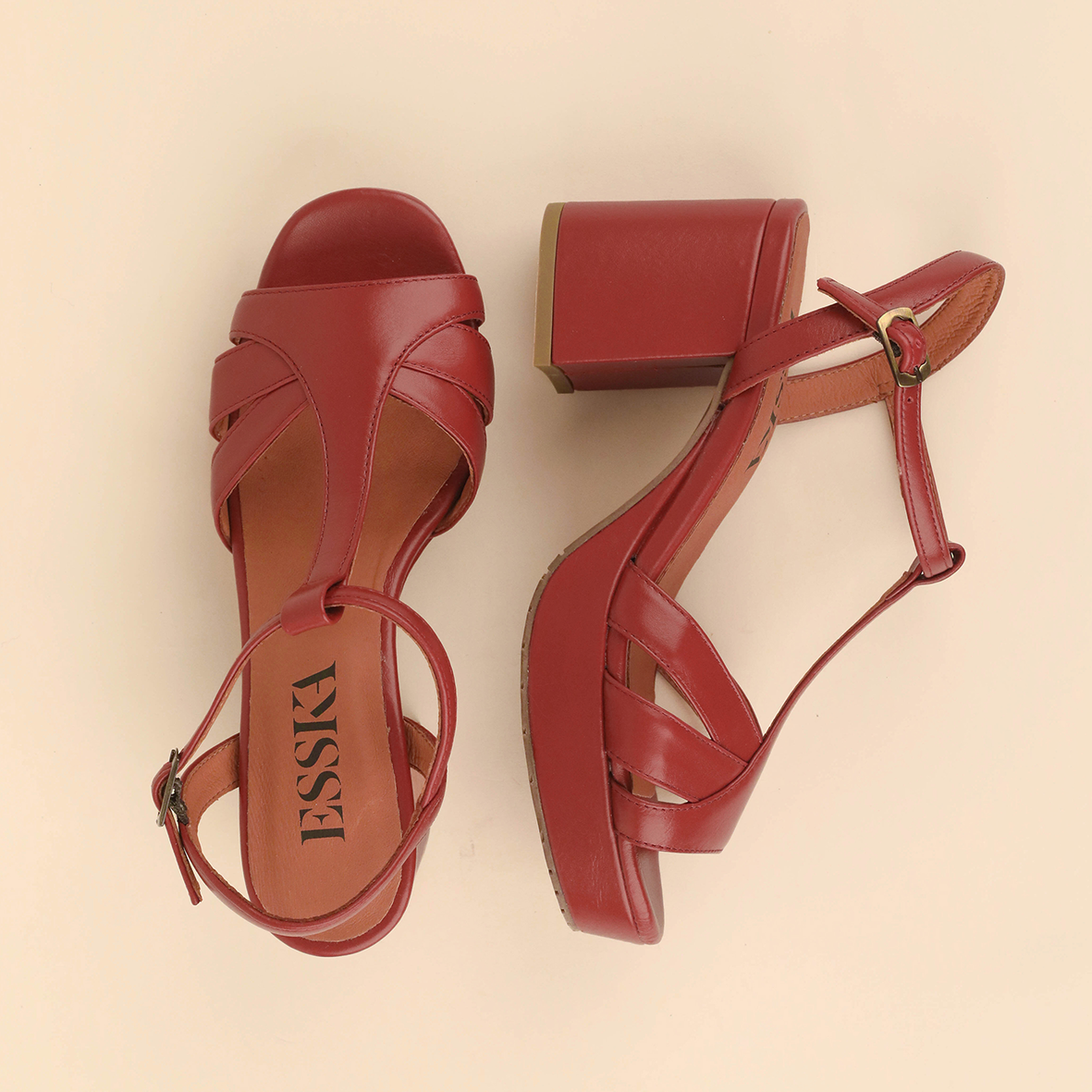 Charlie Rosewood Mid Sandal by Esska