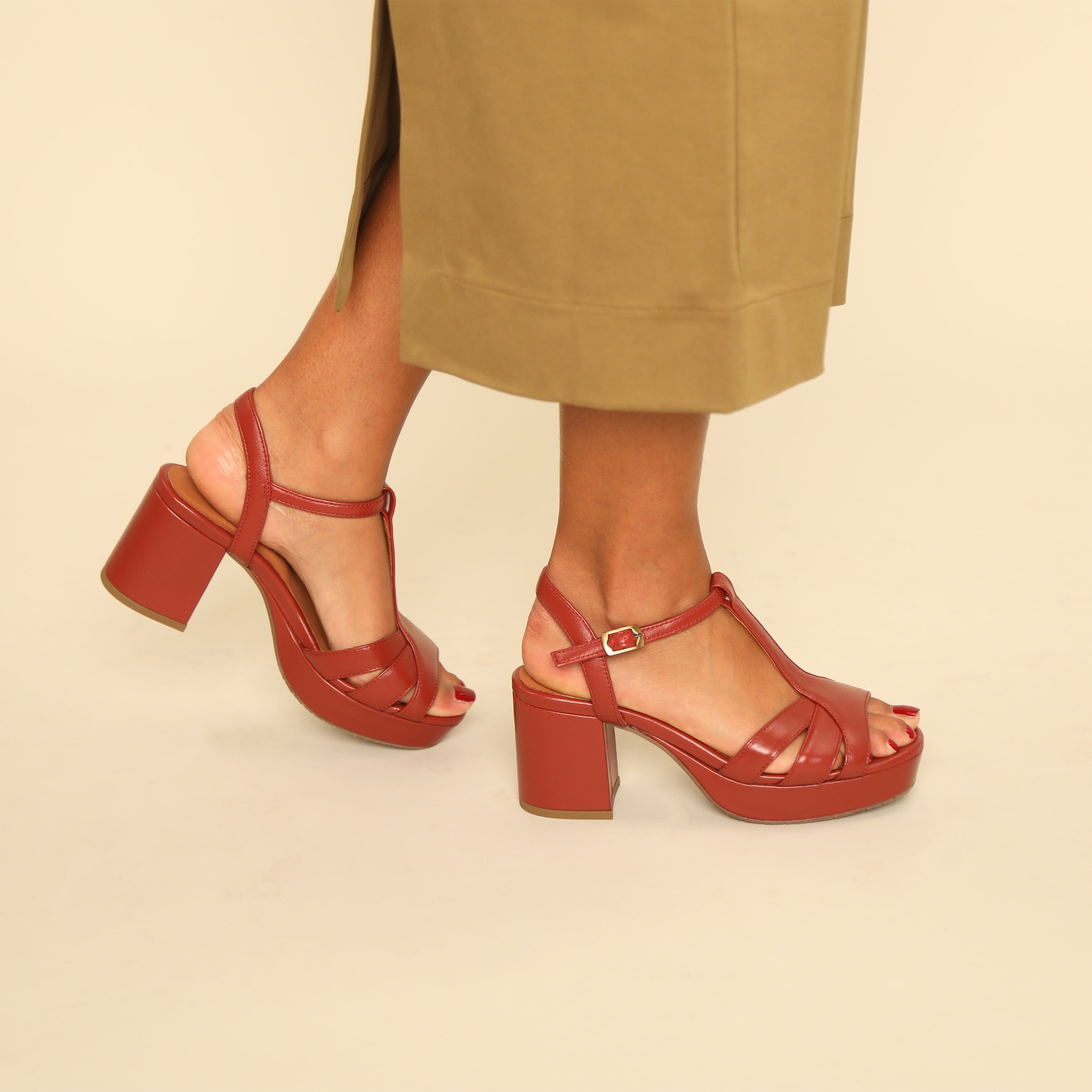 Charlie Rosewood Mid Sandal by Esska